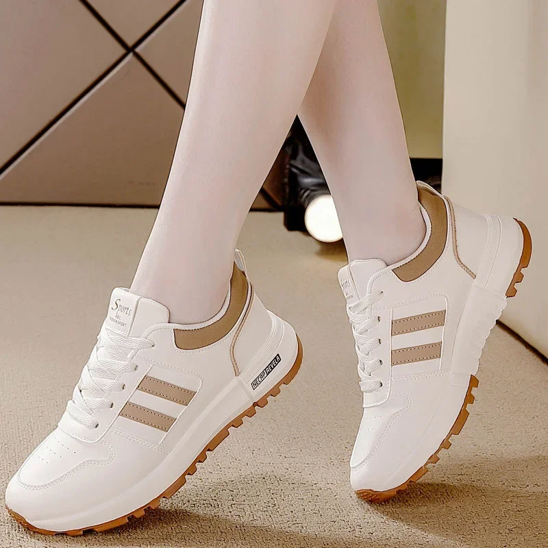 Sneaker Women Ins Leather All-match Autumn New Thick Sole Non-slip...