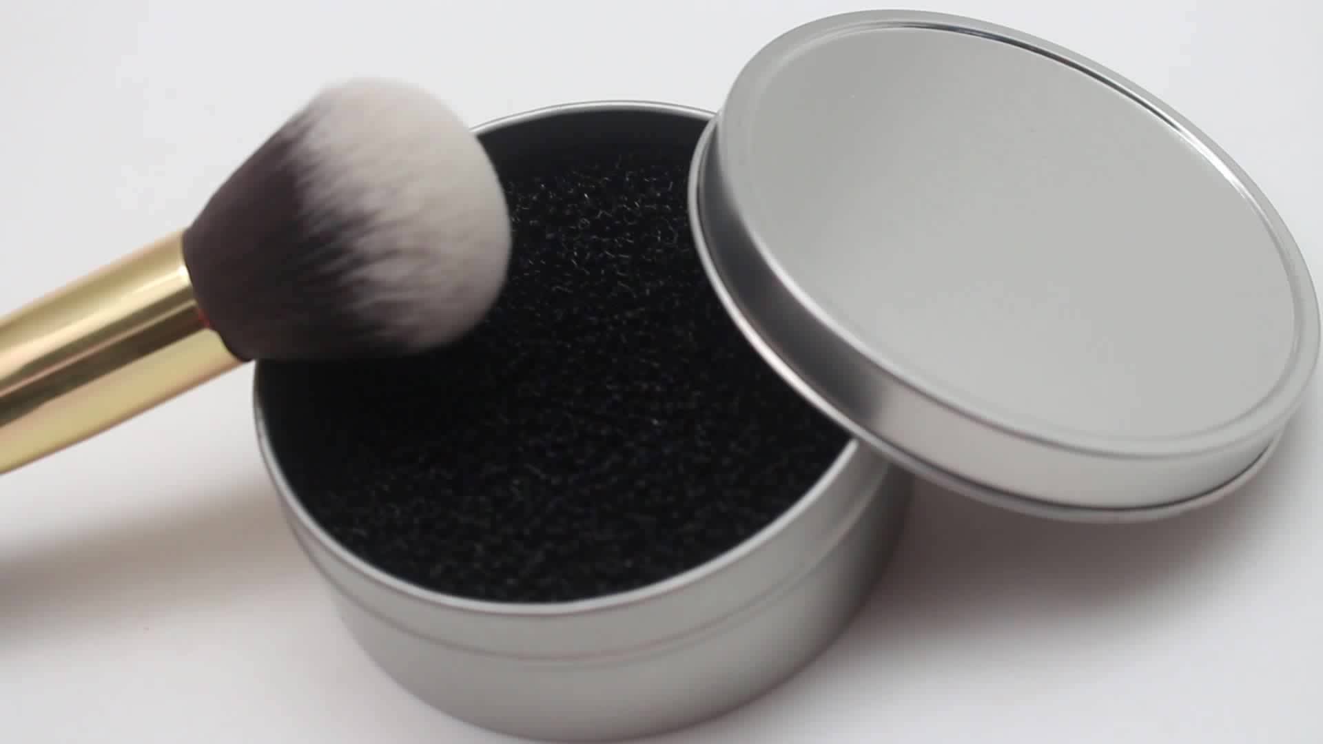 Cosmetic Cleaning Tool With Sponge And Tin Makeup Brush Cleaner Buy