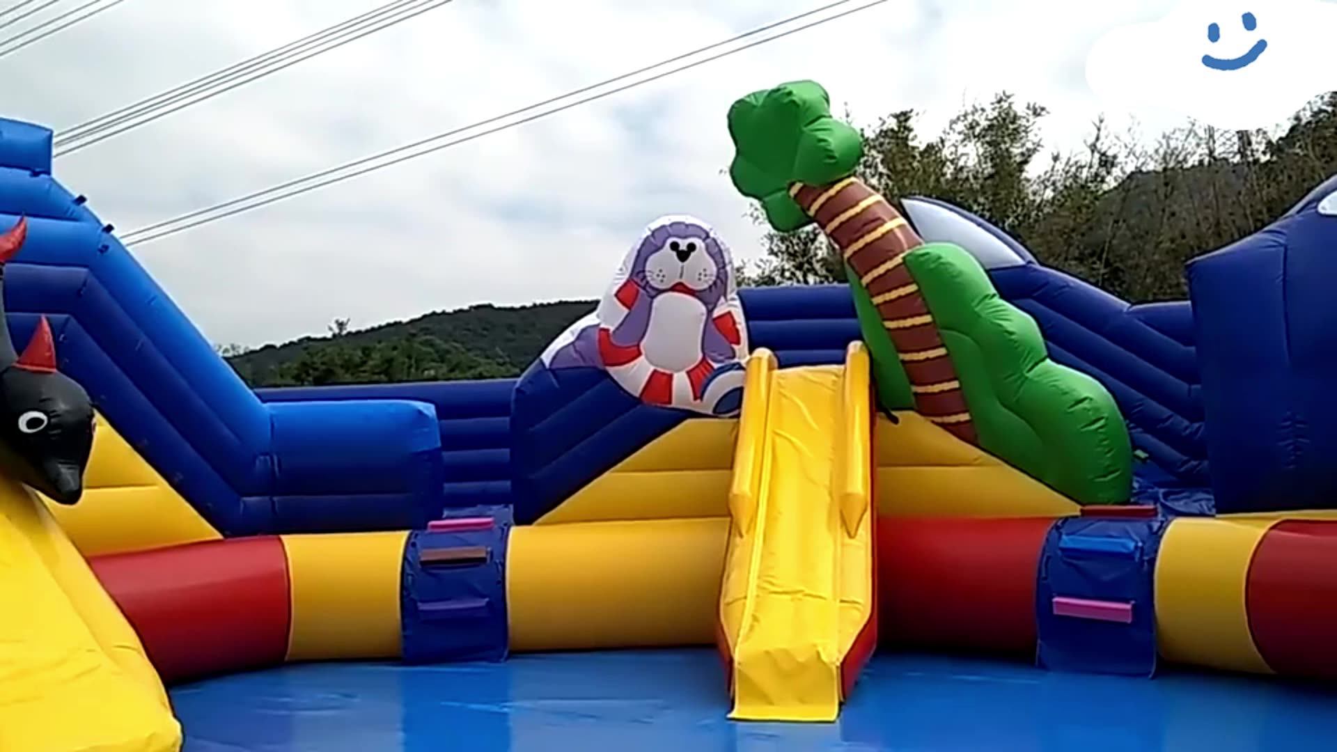 Commercial Inflatable Water Park With Water Slide And Pool Custom Inflatable Ground Water Park