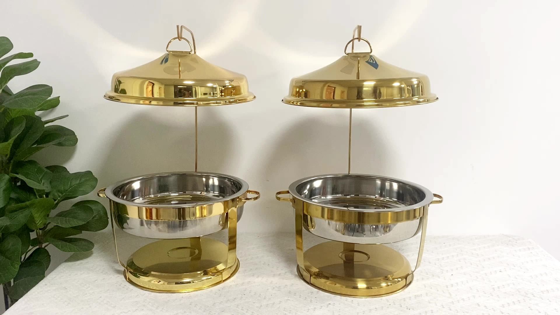 High Quality 9l Water Electroplating Chaffing Dish Gold Catering