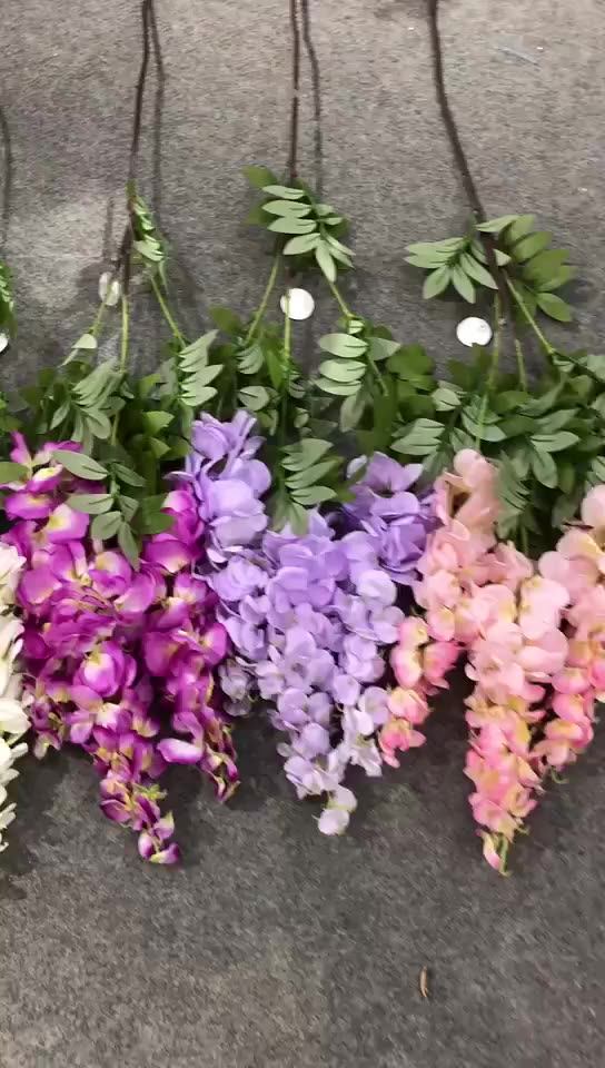 Factory Silk Wisteria Flowers Hanging Vine Flores Artificial Wisteria