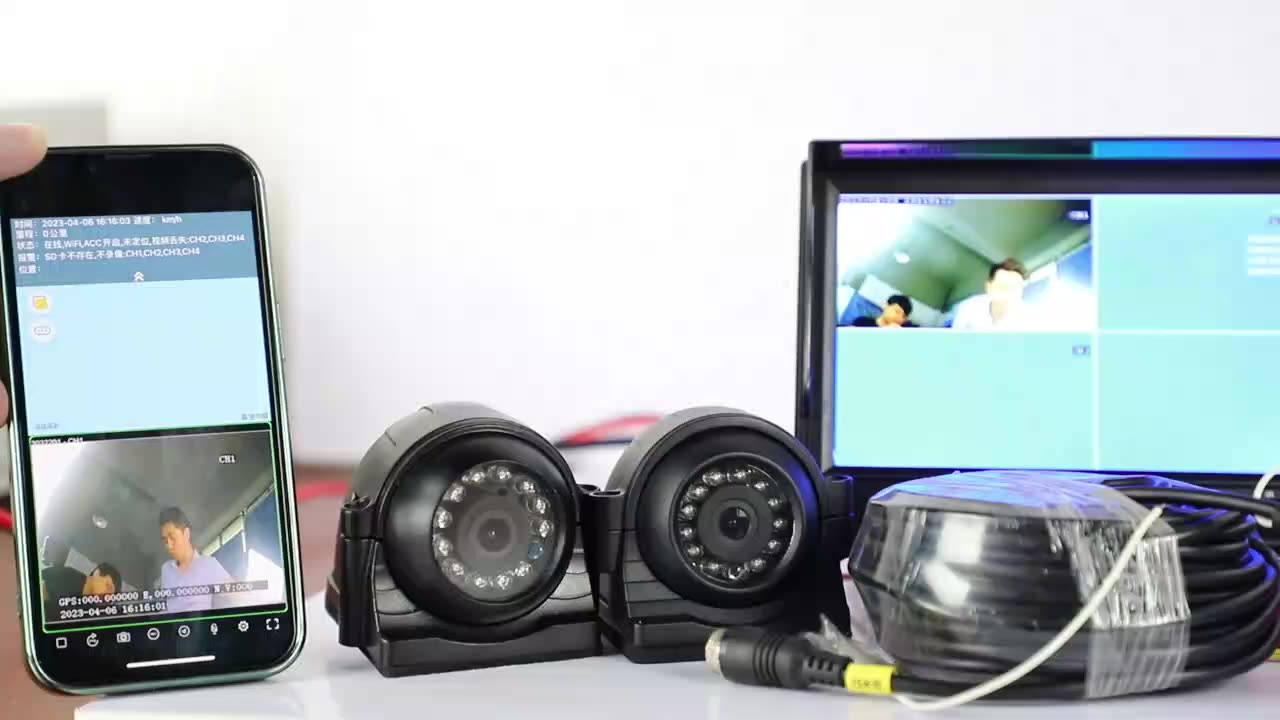 Factory Professional 7 Inch Ahd Vga Monitor 4 Channel Sdd Mobile Dvr