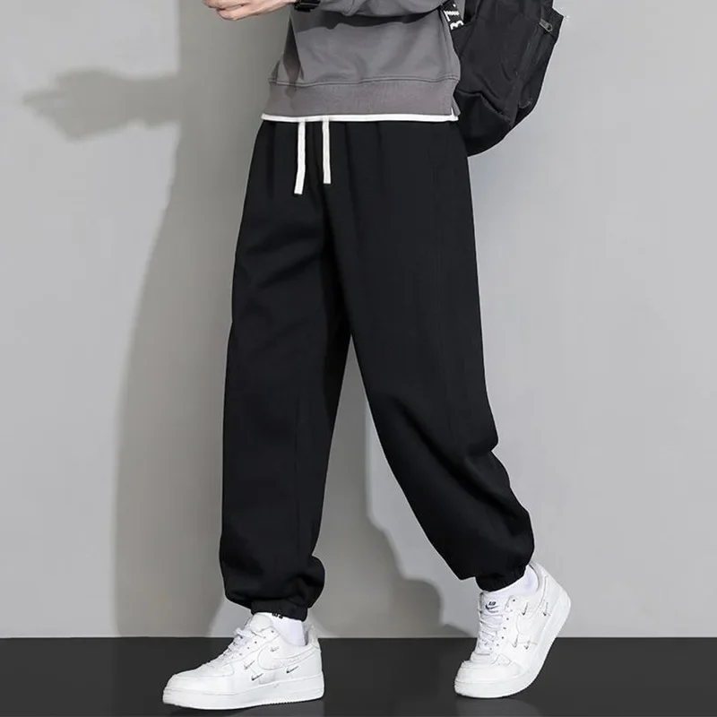 Thin trousers for leisure, plus size, drawstring, loose fit