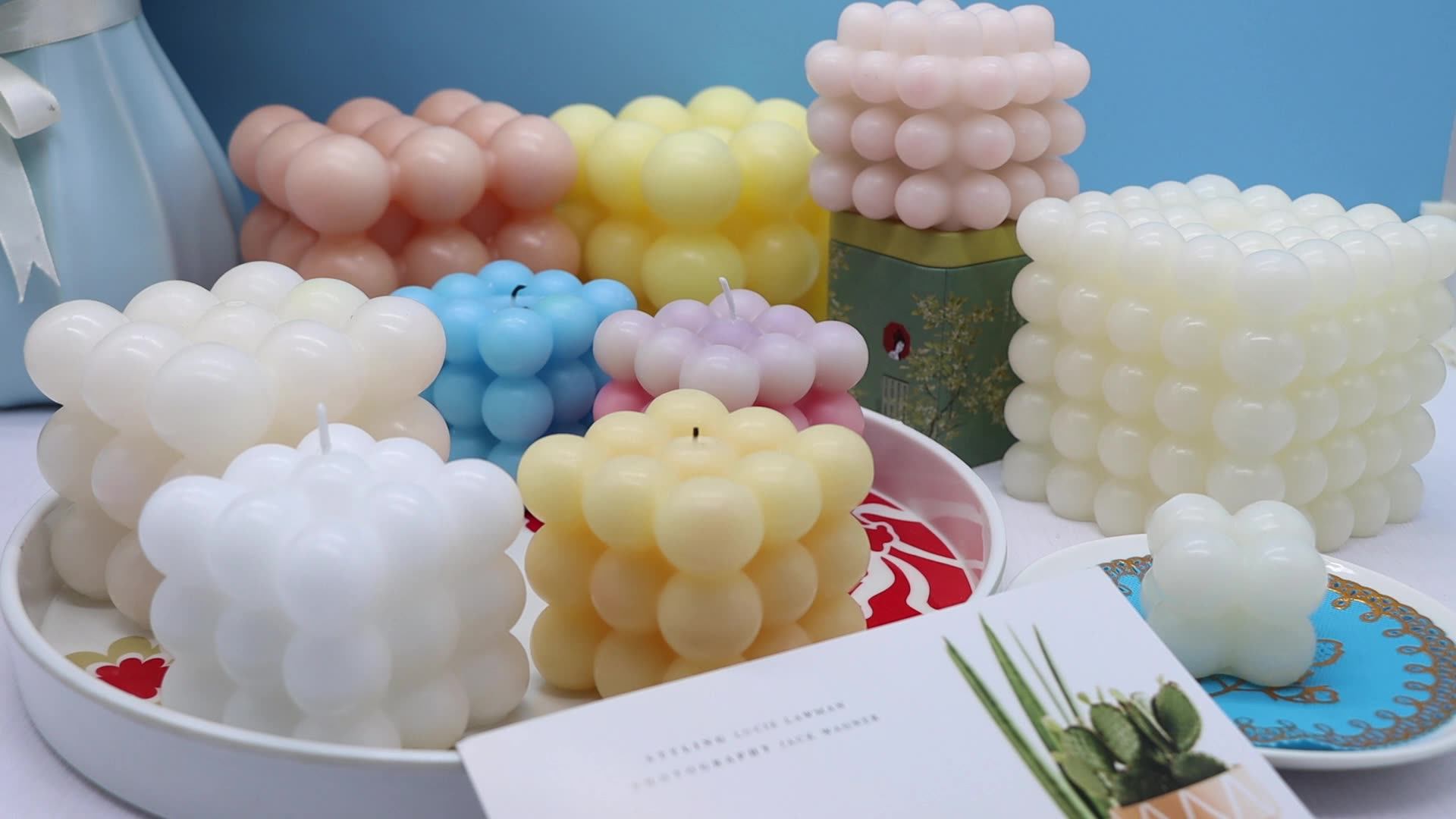 Unique Luxury Soy Wax Fragrance Oils Aroma Rubik's Cube Scented Candles