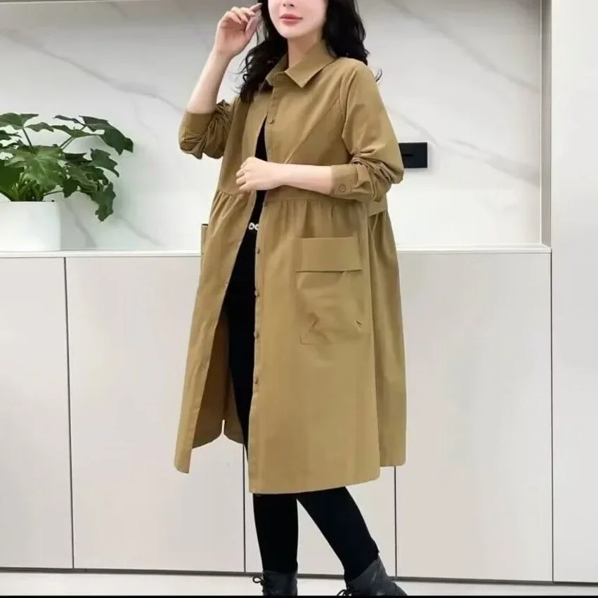 High-end windbreaker women's long 2024 spring and autumn new Korean version of loose fashion fashion casual all-match coat trendy