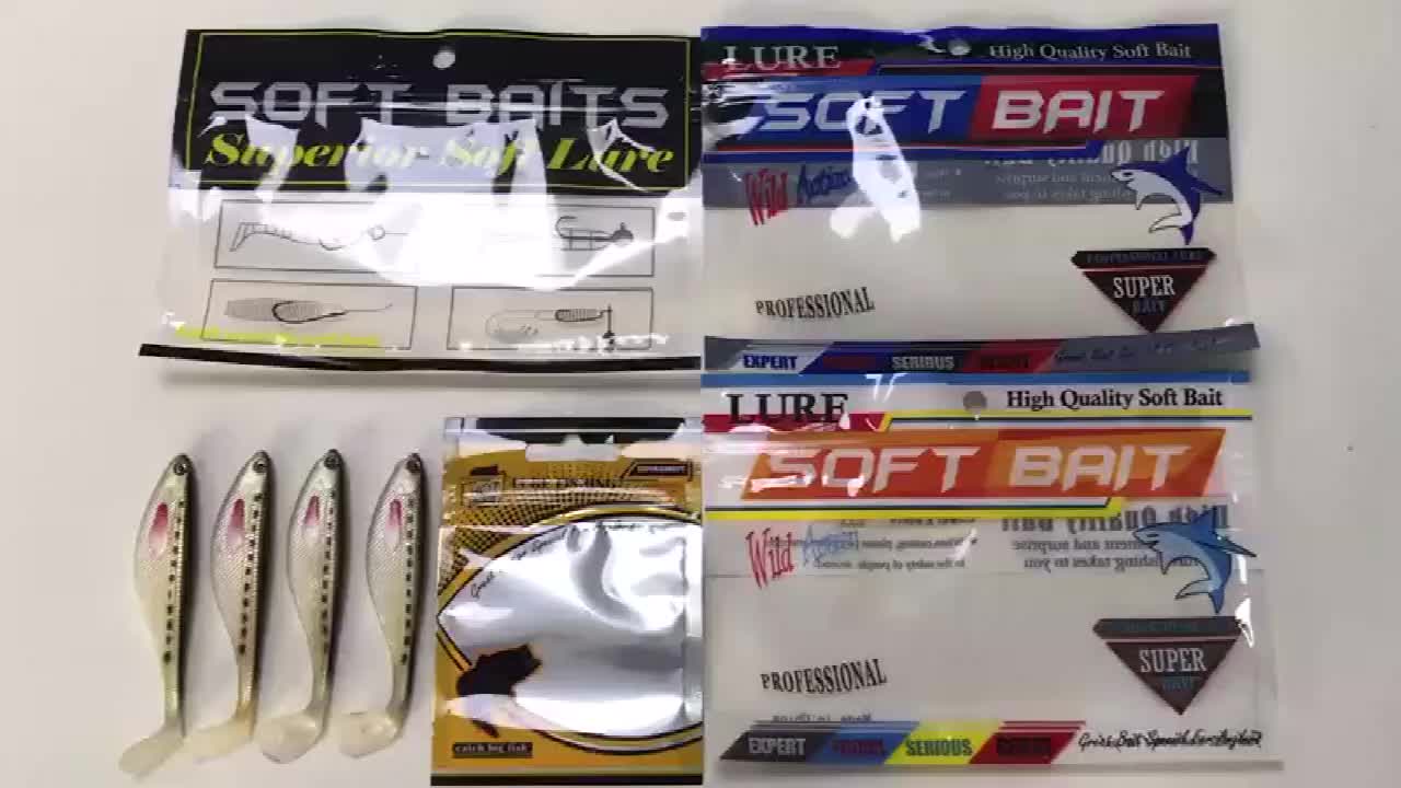 Soft Fish Lure Plastic Bag Package For Soft Fishing Lure 4 Kinds Of