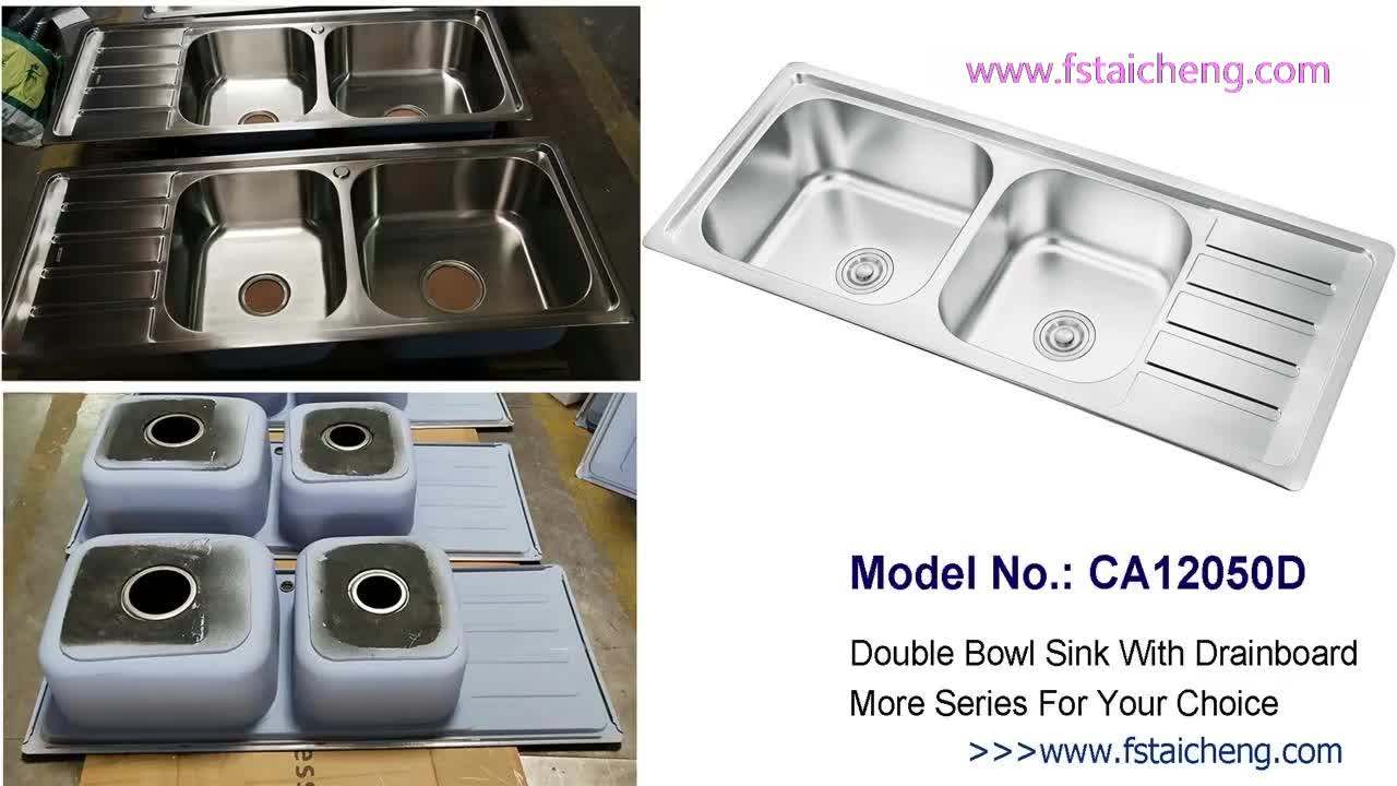 1200x500mm Satin Finish Double Bowl Double Tray Kitchen Sink For Uae Market Buy Double Bowl