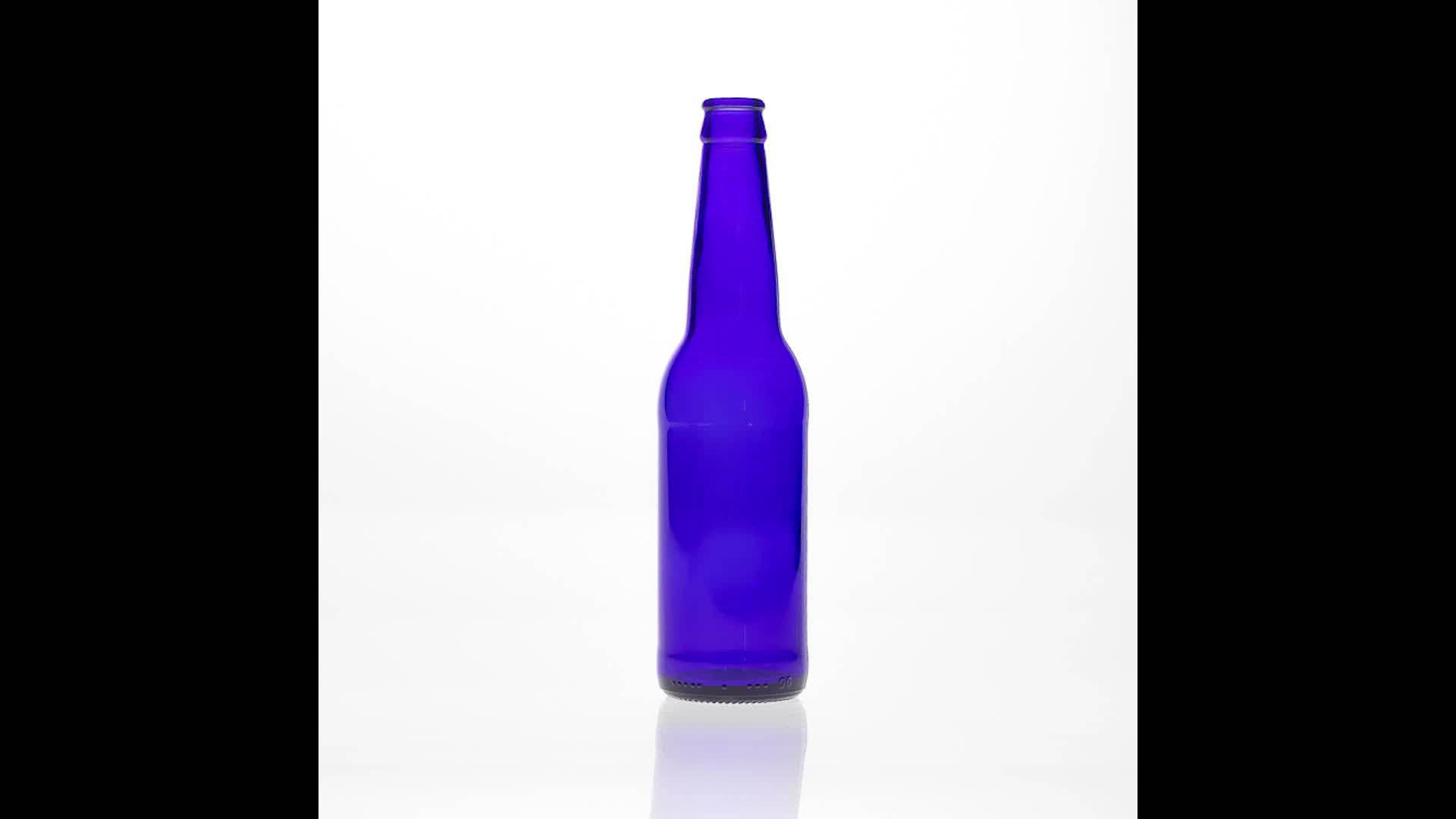 Download Hot Selling Drinking Packaging 330 Ml Cobalt Blue Glass Beer Bottle Round Shape Wine Spirit ...