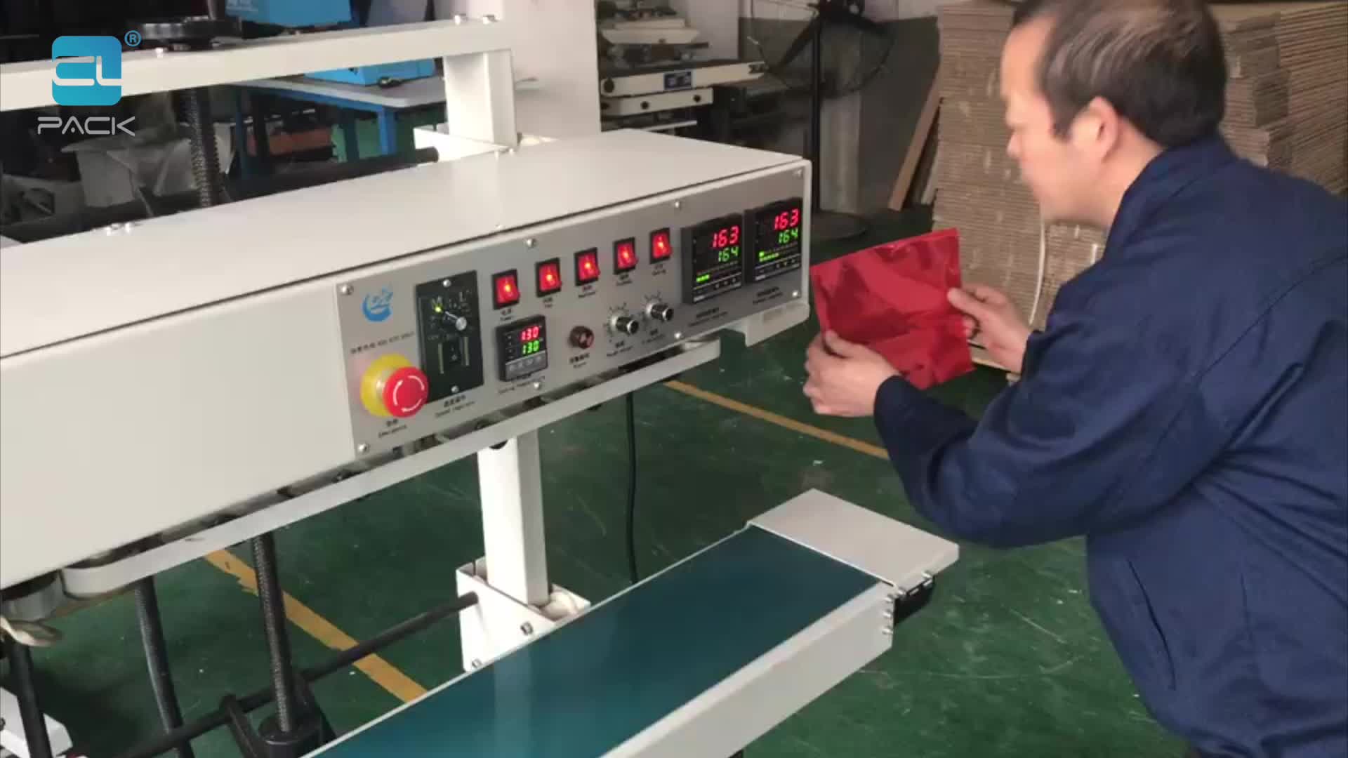 Fks1420l Continuous Sealing Machine For Flour,Snacks,Candy,Bread