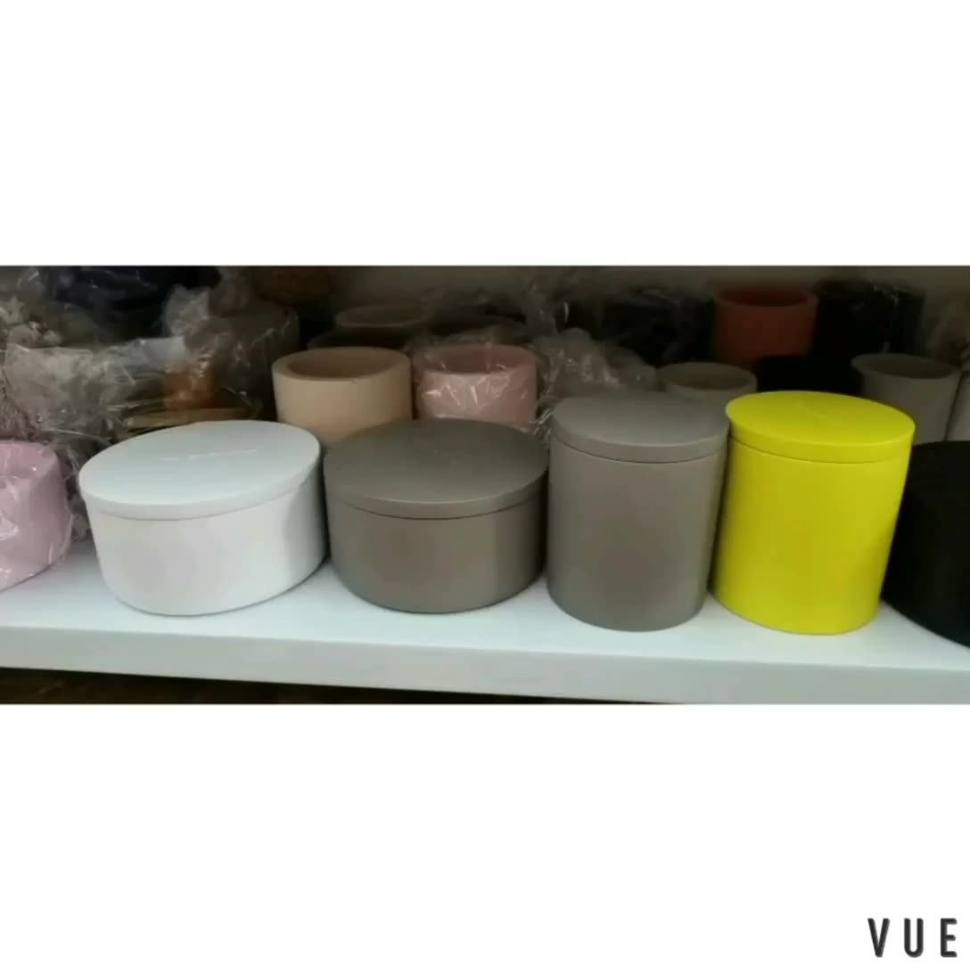 Heat Resistant Empty Large Black Concrete Candle Jar With Lid Buy