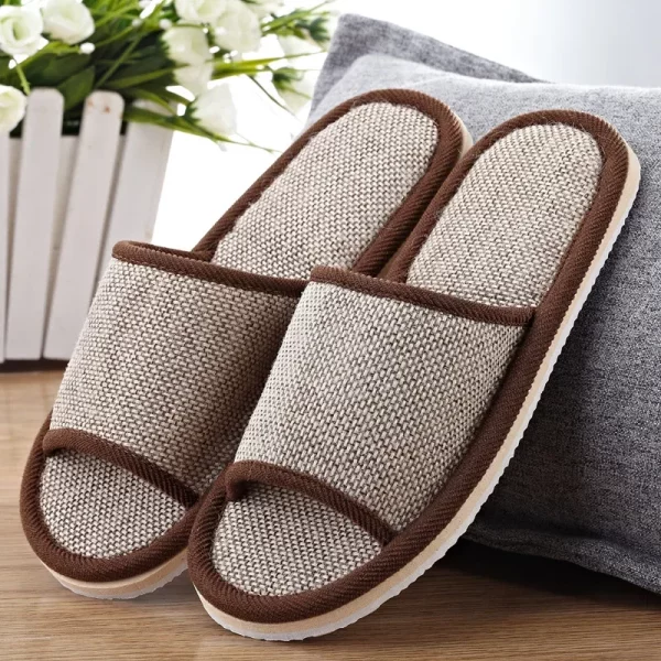 Home Linen Slippers Retro Pure Color Hotel B&B Coarse Cloth Men and Women Couple Simple Residential Indoor Floor Ev
