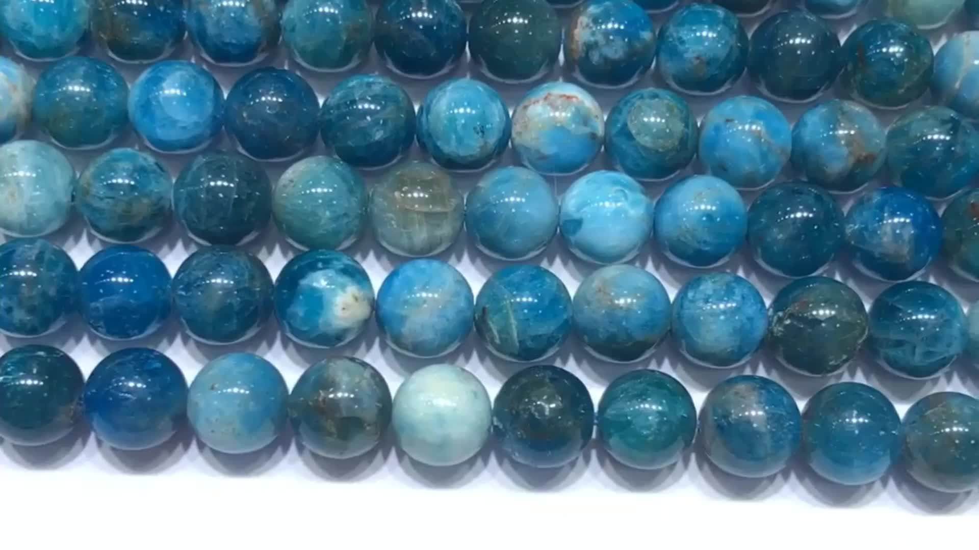 Natural Blue Apatite Round Loose Bead Gemstone For Jewelry Making And