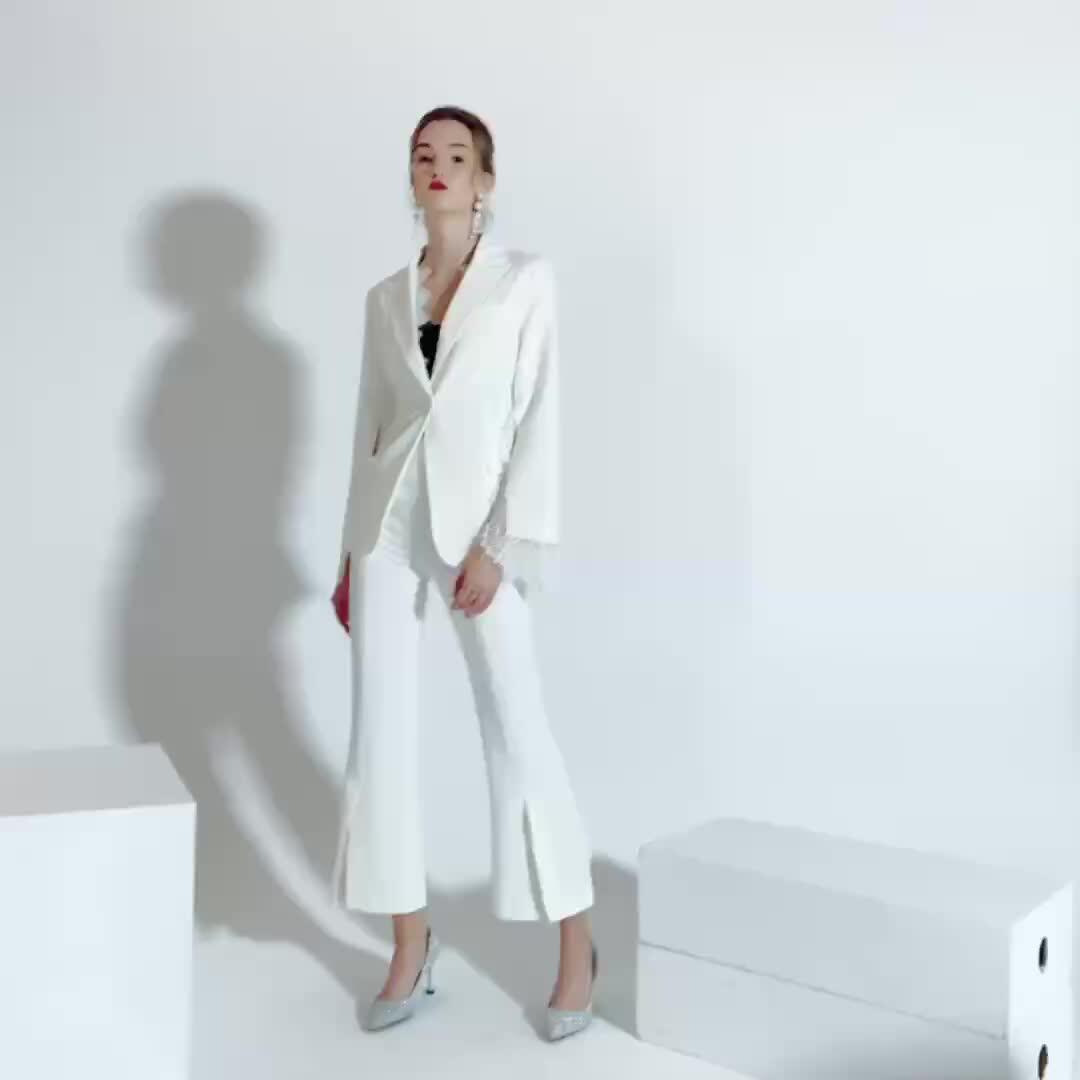 Latest Design Ladies White Tuxedo Suits Lace Cape Women Blazer Pants Twopiece Suit Buy Ladies