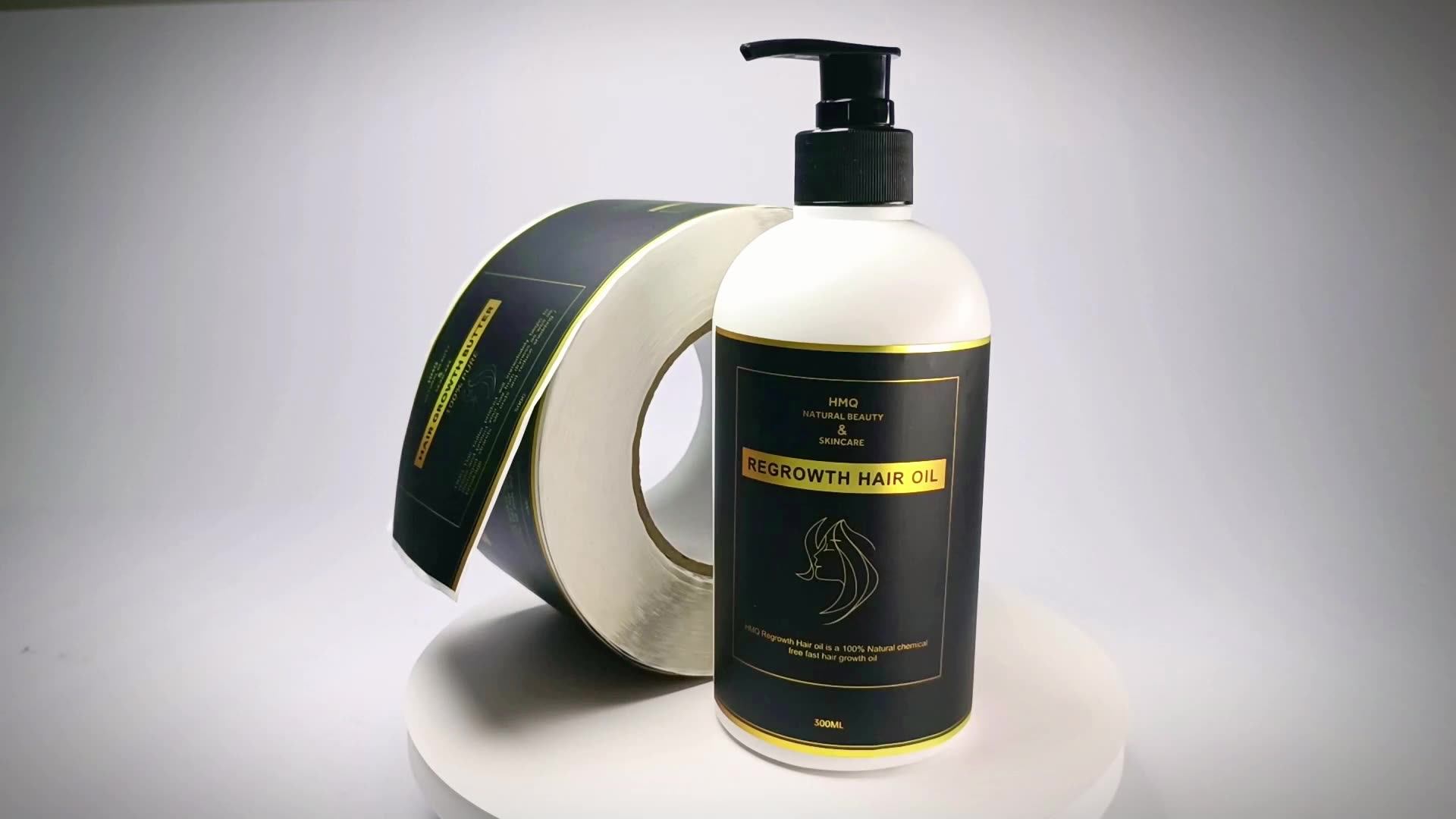 Custom Luxury Waterproof Logo Cosmetics Vinyl Label Gold Foil Shampoo