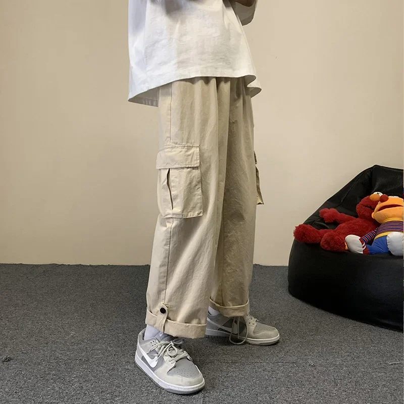 New Style Overalls Men's Spring and Autumn Loose Trendy Brand Leg-toe Multi-pocket Casual Large Size Nine-point Long Pants Men's Autumn