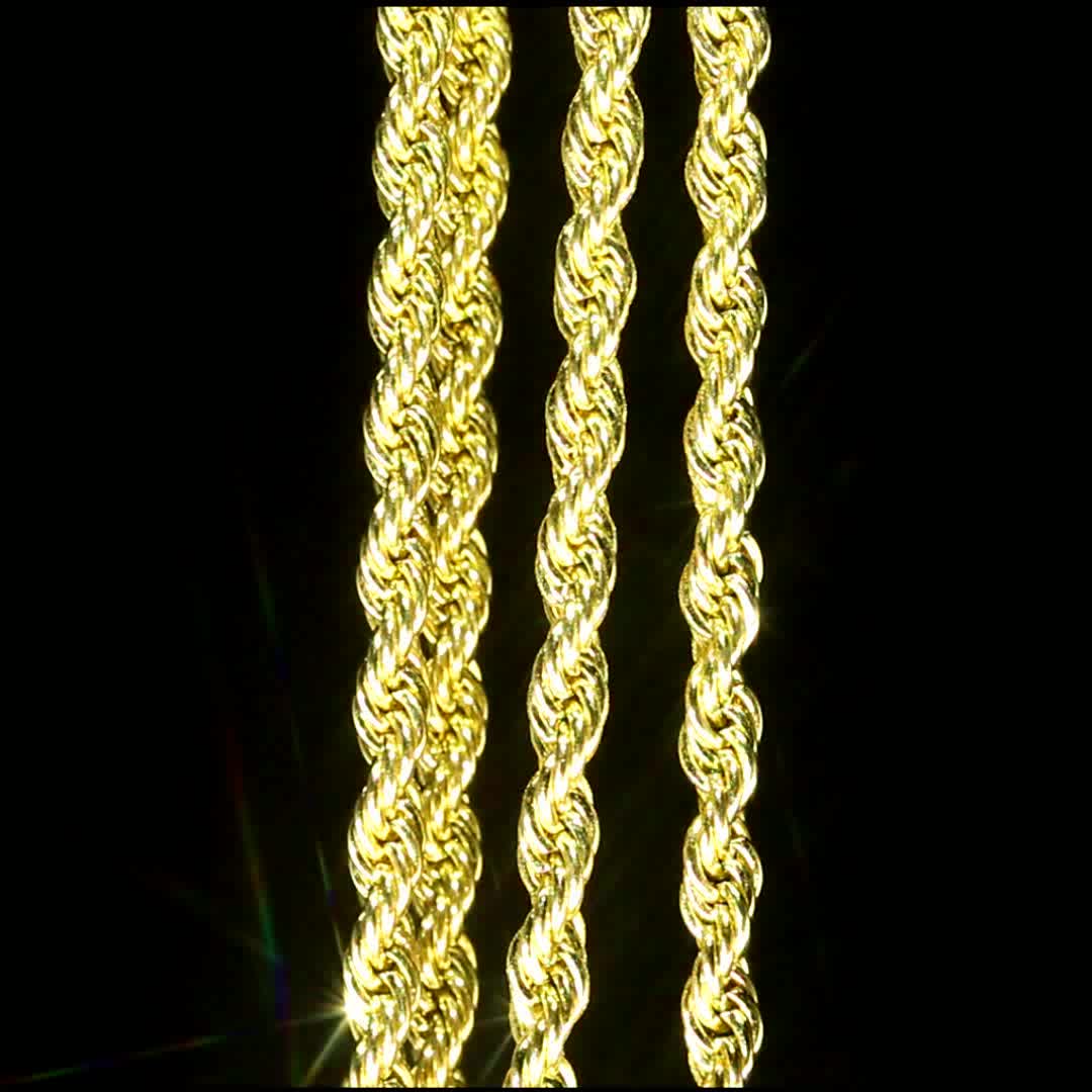 Krkc&co 3mm 24inch 14k Gold Rope Chain Hip Hop Jewelry For Amazon/ebay/wish Online Store For ...