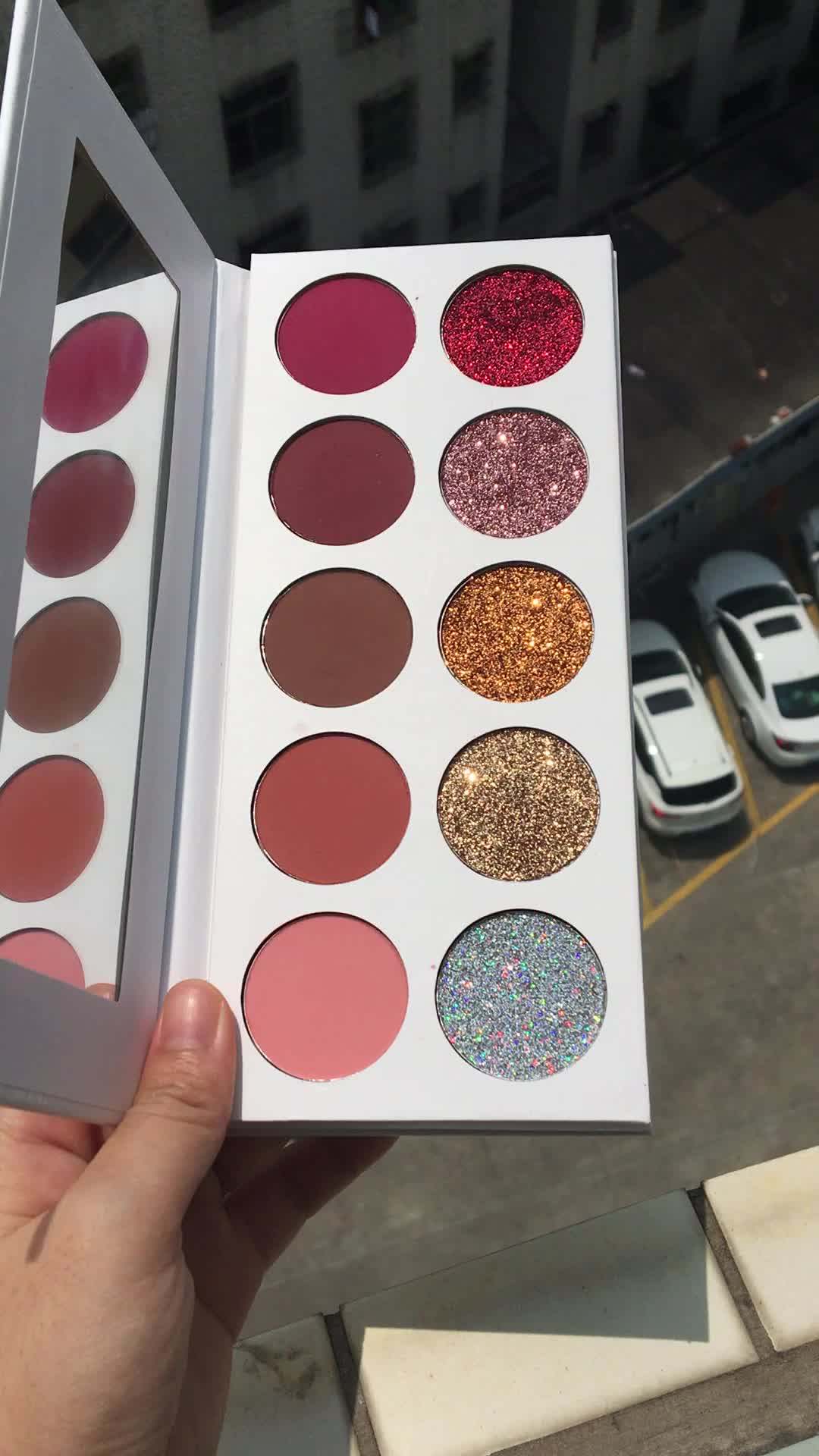 Highly Pigmented Glitter Eyeshadow Makeup Custom Logo 10 Color