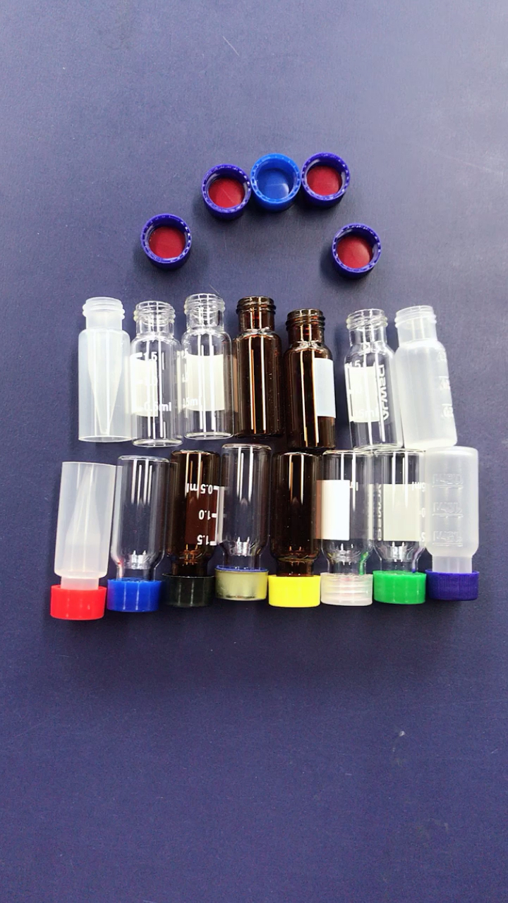 Gas Chromatography analysis Lab 2ml Agilent Vials With Write on Patch Gas Chromatography analysis Lab 2ml Agilent Vials With Write on Patch