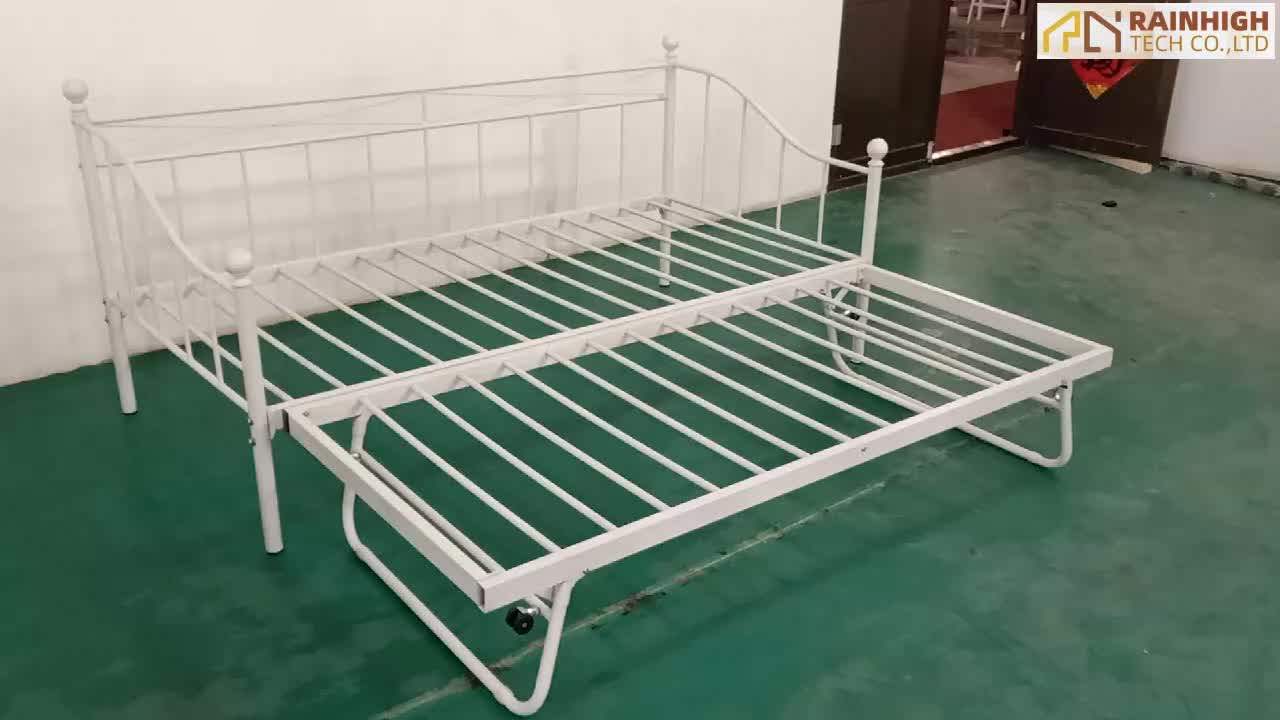 Black Metal Full Daybed And Twin Trundle Bed Sturdy Metal Frame With