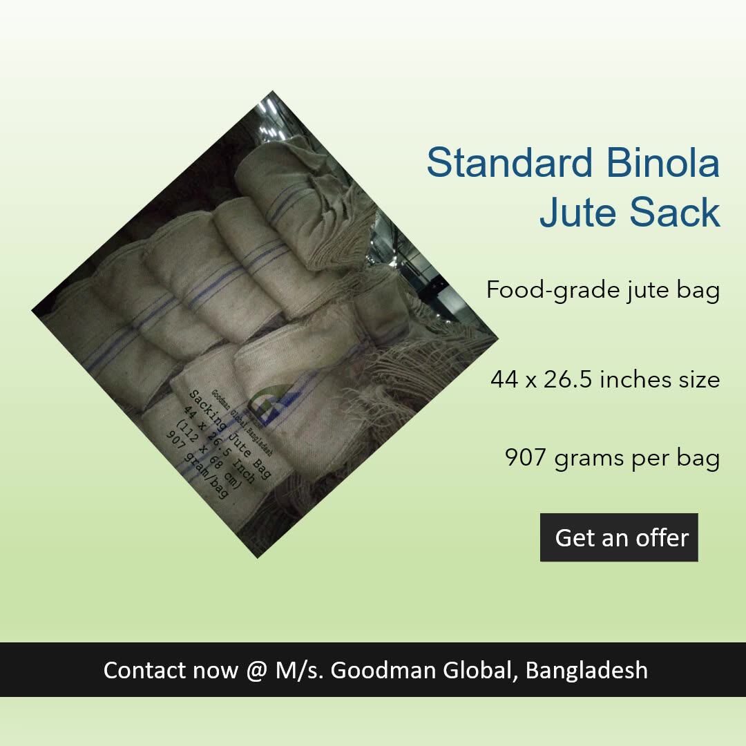 44x26.5 Inch 2 Lbs Food Grade Binola Sacking Jute Bag Manufacturer
