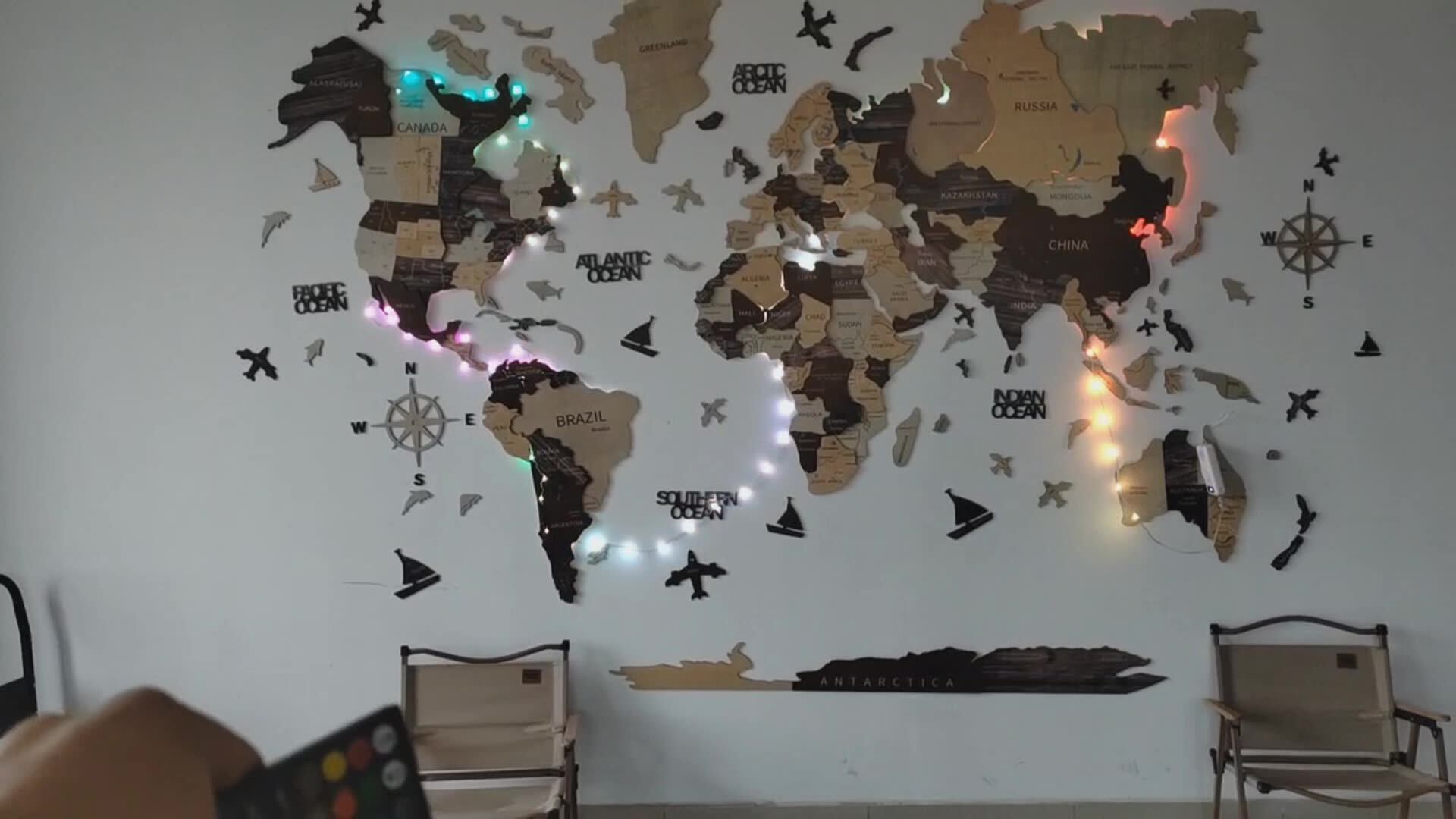 3d Wood World Map With Light Backboard World Travel Map Wall Decor