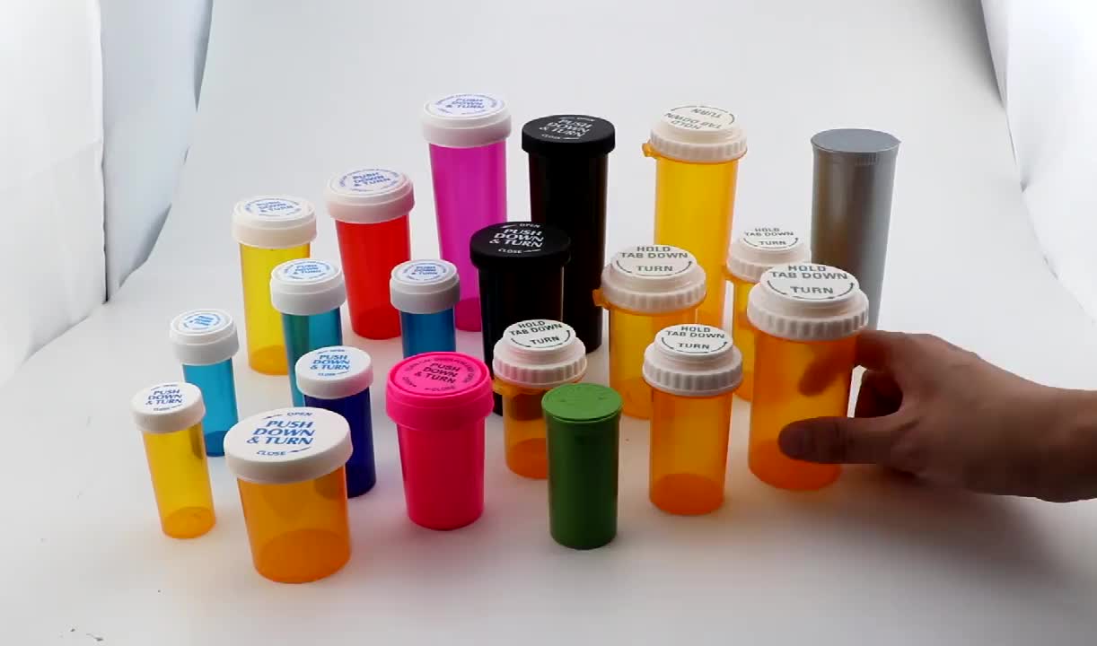 6 Dram Pharmacy Pop Top Vials Hinged Medical Plastic Snap Cap Pill