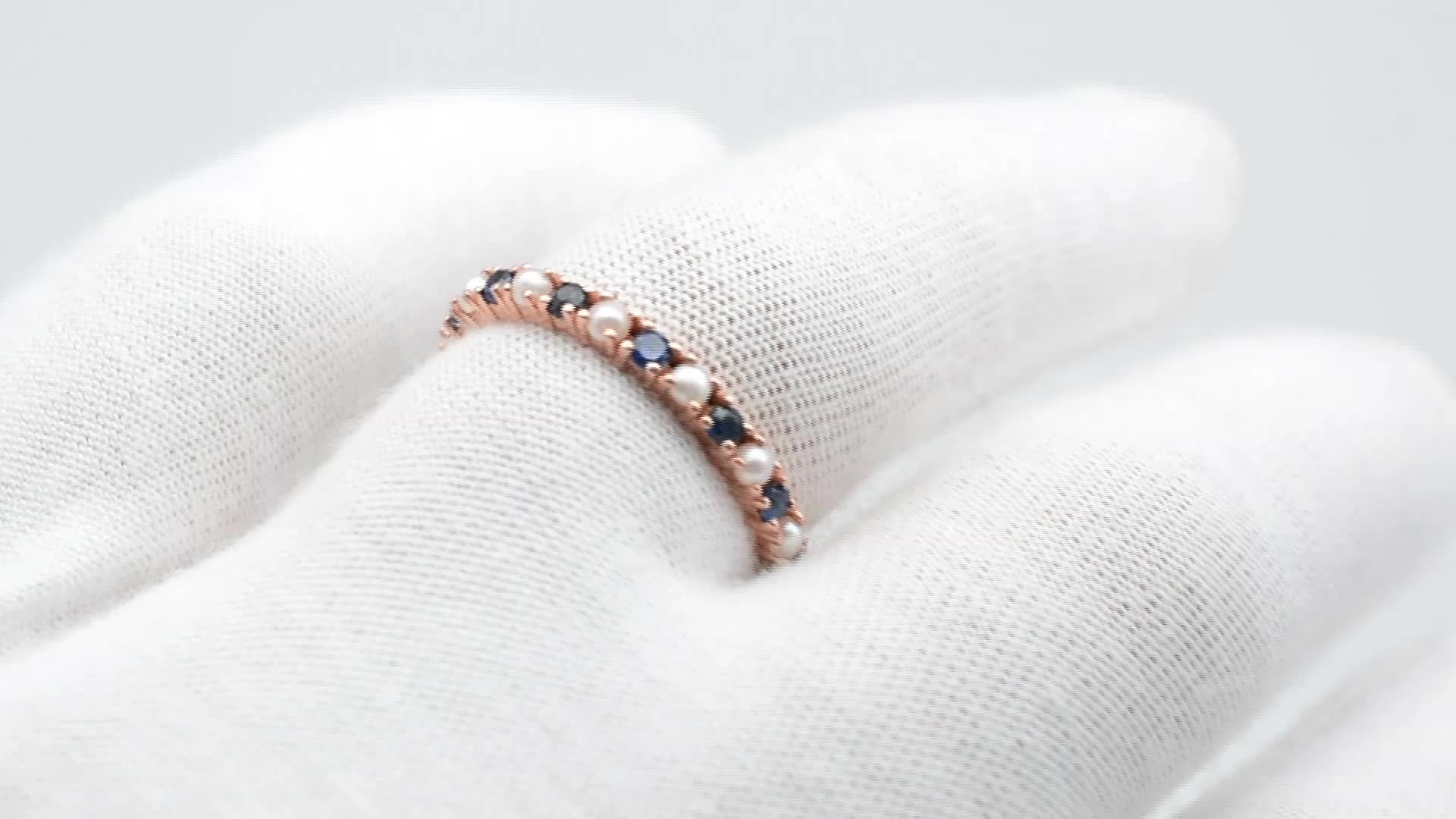 Genuine Blue Sapphire 2mm Round Cut Gemstone Ring 14k Real Rose Gold