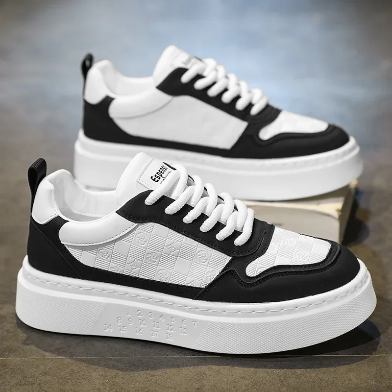Men's Shoes Autumn Fashion Brand All-match Niche Original Printed Leather Panel Shoes Youth Sports Height-increasing McQueen White Shoes