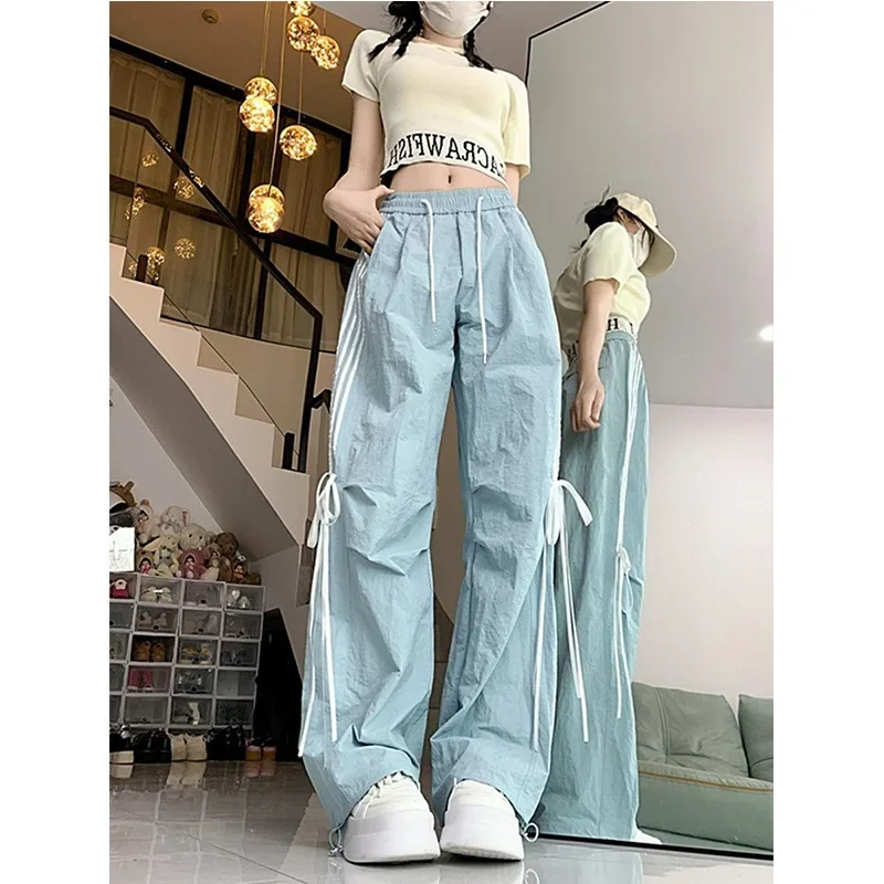 American design bow casual pants casual spring and autumn new style work pants dopamine wide-leg sports pants thin