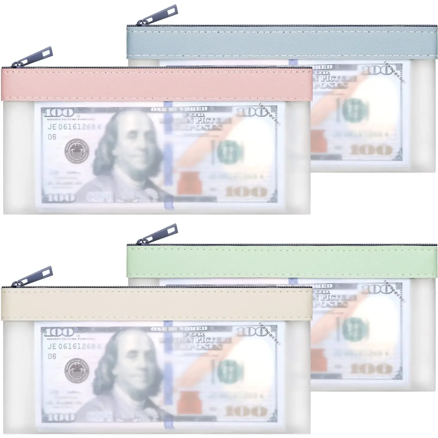 Cross Border Explosives Printable Money Bags with Zipper Frosted Transparent Envelope Wallet with Zipper