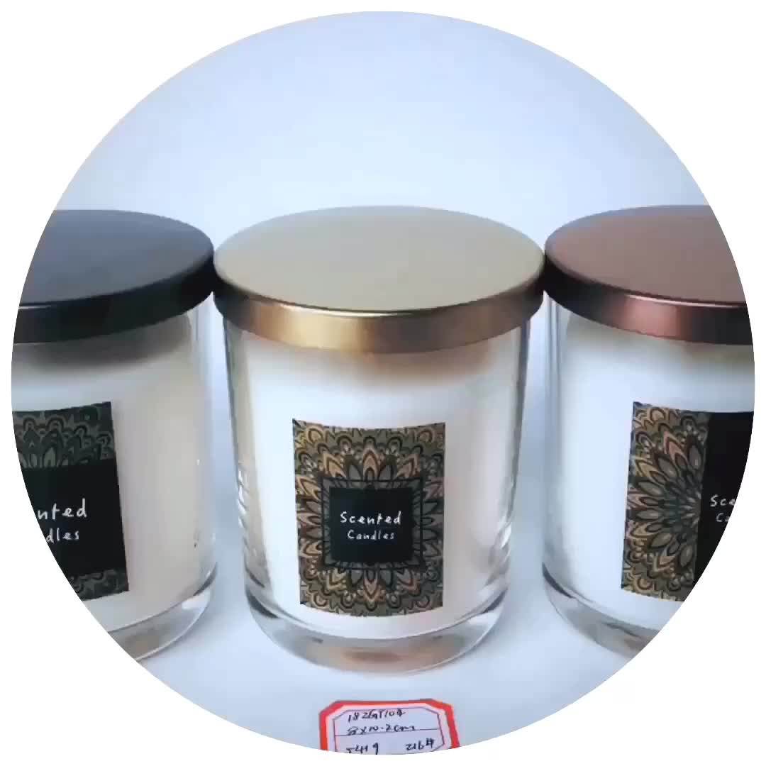 Hot Selling Custom Logo Glass Jar Scented Soy Candles With Metal Cover