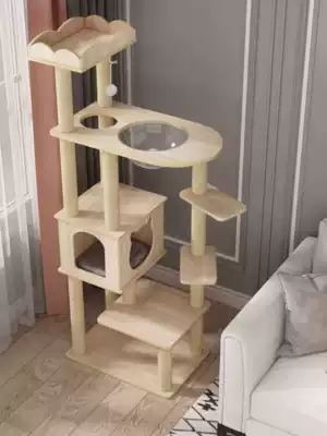 Oboro large all solid wood cat climbing frame with wooden high-rise platform space capsule Four Seasons universal cat climbing frame column