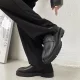 Split toe horseshoe shoes men and women ugly cute couple platform loafers patent leather square toe slip-on leather shoes fashion