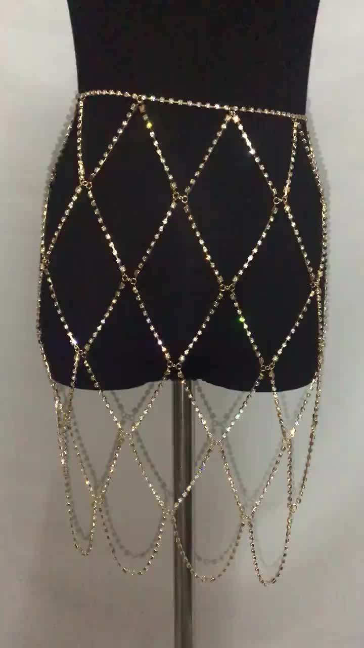 Sh3638 Sexy Rhinestones Women Mini Skirt Shiny Fake Diamond Crystal