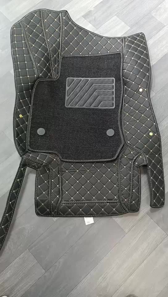 Car Accessories.double Layer With Coil Mat. Luxury Diamond Leather 7d Non Slip Car Mat For Kia