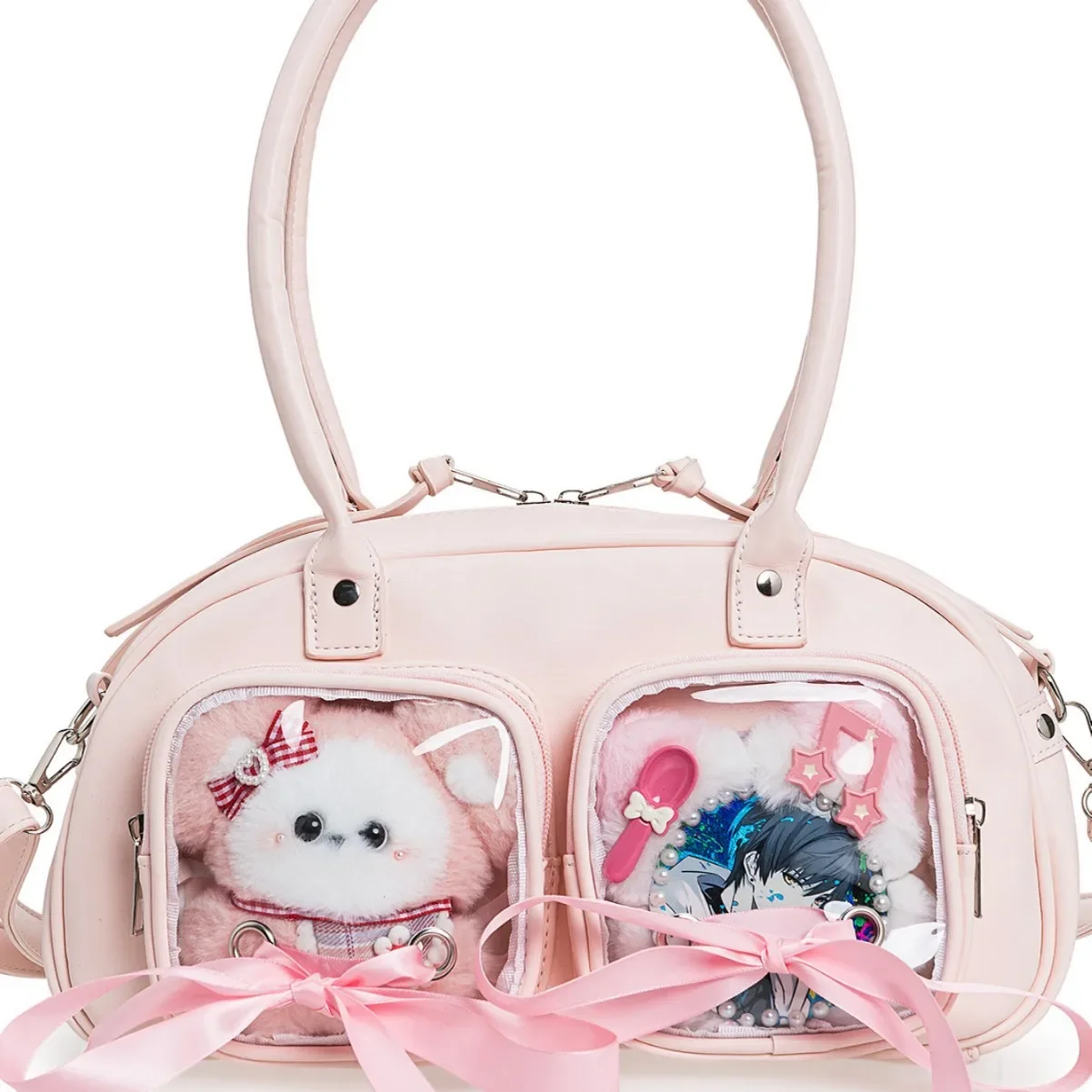 Japanese-style College Style Two-dimensional Ribbon Bow Transparent Doll Pain Bag Large Capacity All-match Shoulder Crossbody Bag