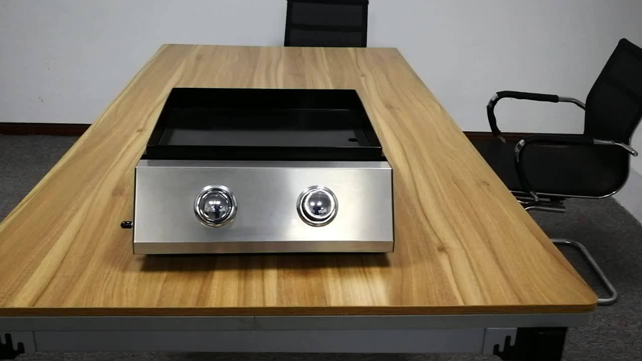 Komenjoy P005a Portable Stainless Panel 2burner Plancha Barbecue Grill