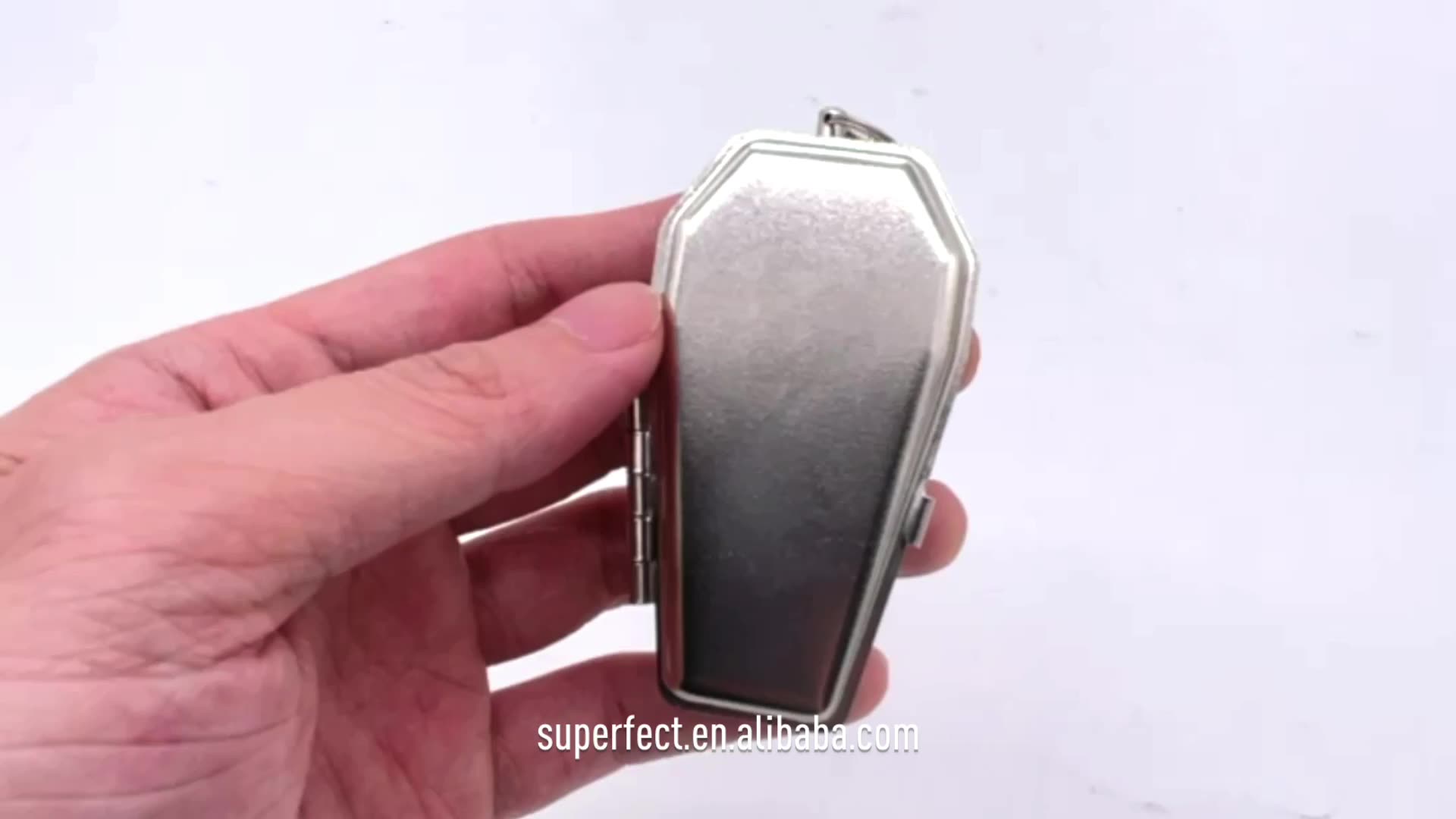 Cool Article Coffin Shape Openable Metal Iron Mini Pocket Keychain