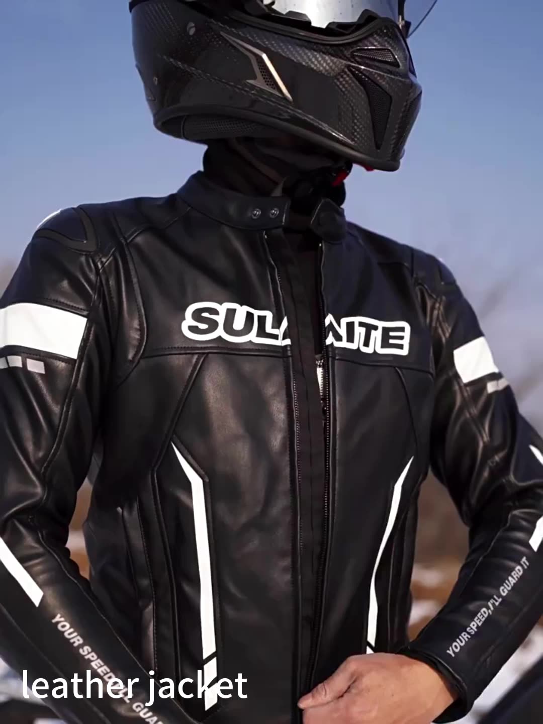 CE2 Leather Motorcycle Windproof Riding Jacket with Armor