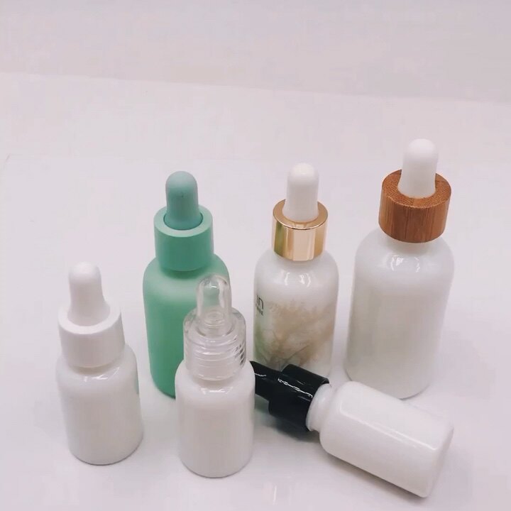 Serum Essential Oil Eliquid 15ml 30ml 50ml White Round Glass Dropper