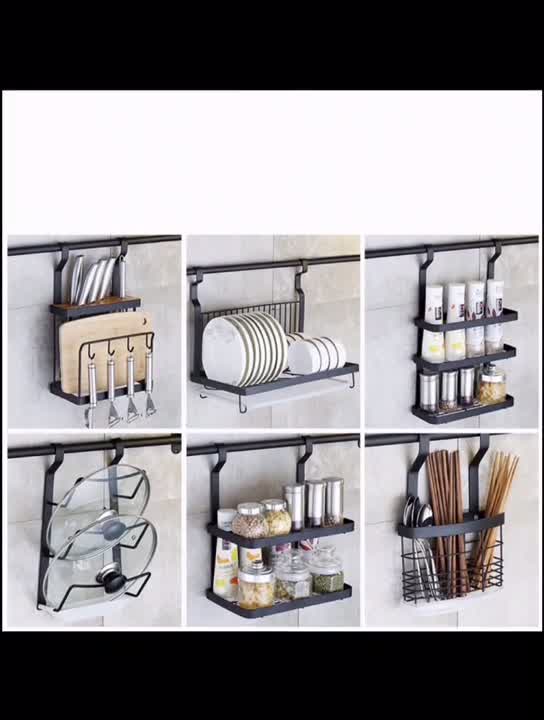 Wand Montage Küchen Ablage Zusammen Klappbares Schwarzes Gewürz