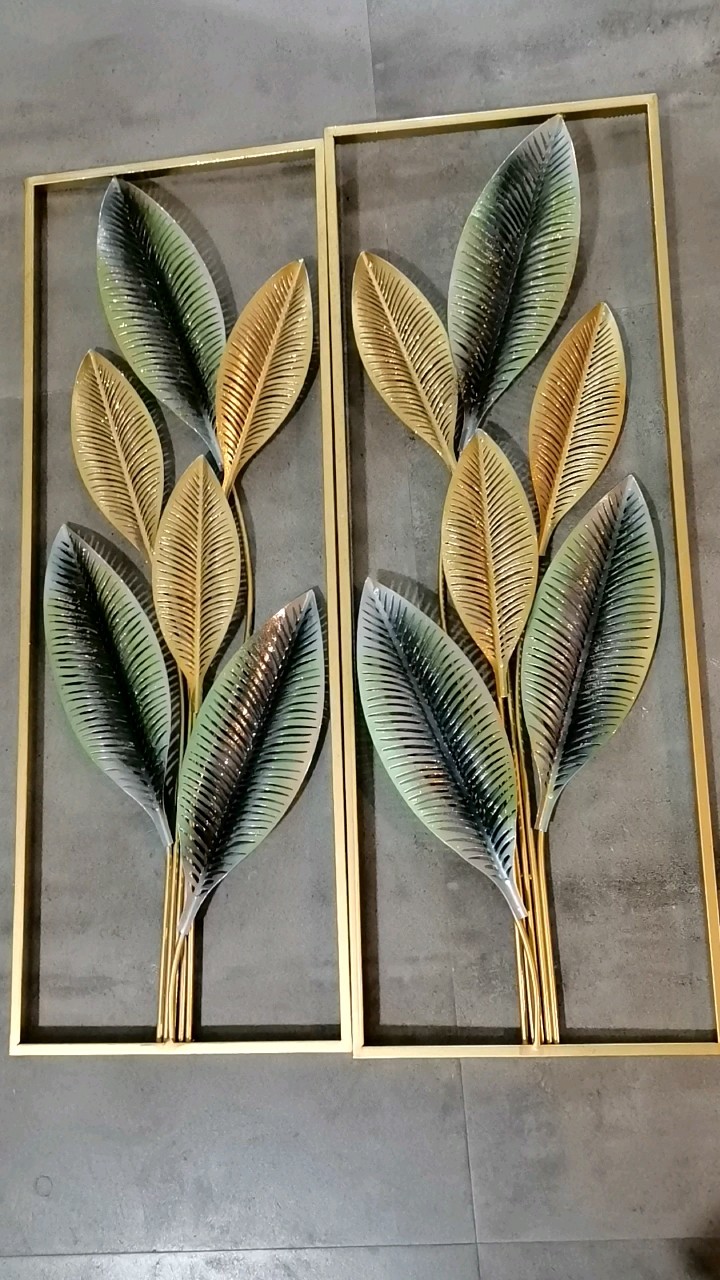 Modern Luxury Leaves Living Room Rectangle Wrought Iron Art Sculpture