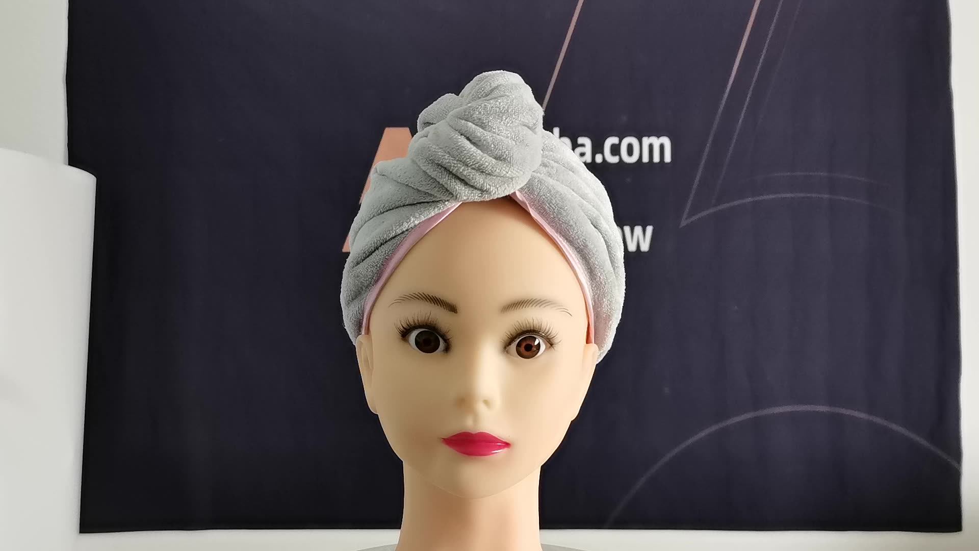 Women's Soft Shower Wrap Towel Hotel Shower Cap Turban Microfiber Hair