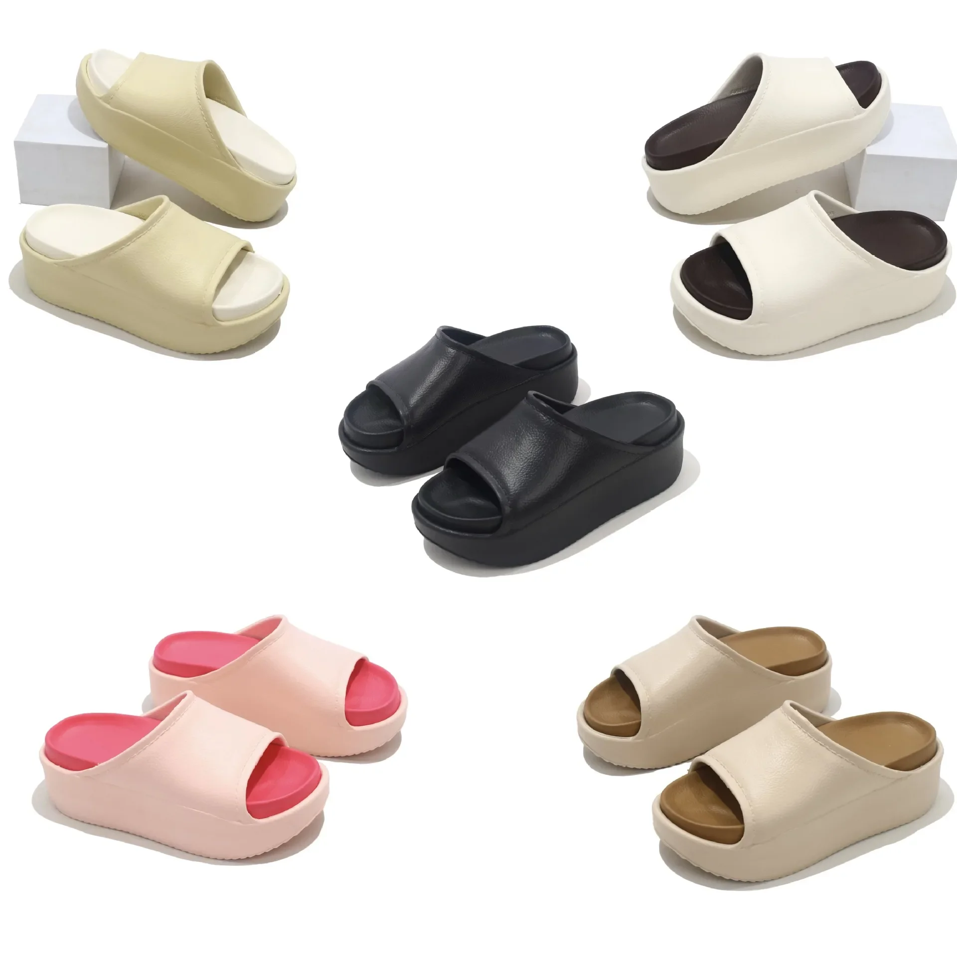 Summer New Two-color Non-slip Thick-soles Comfortable Sandals and Slippers Women's Outer Wear Heightened Slippers