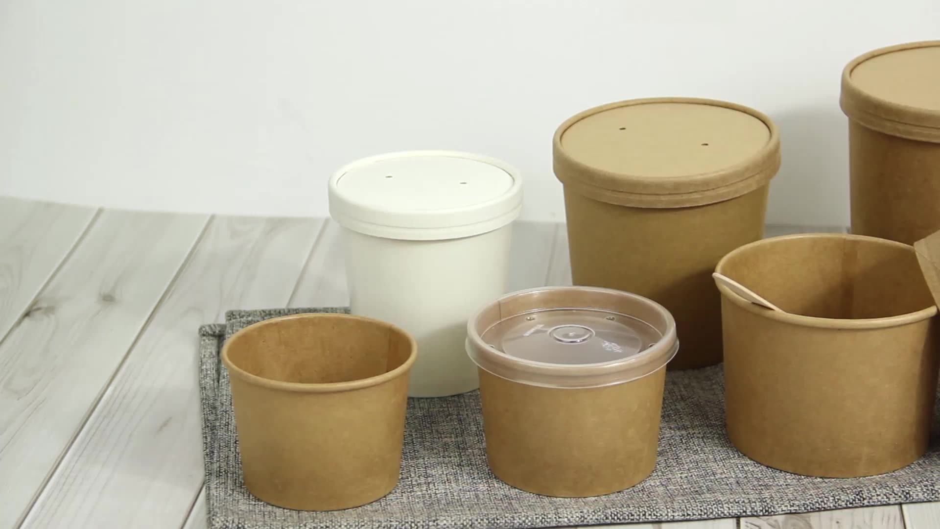 Plain Soup Cup,Ice Cream Round Plastic Bowl With Pp Lids,White Design