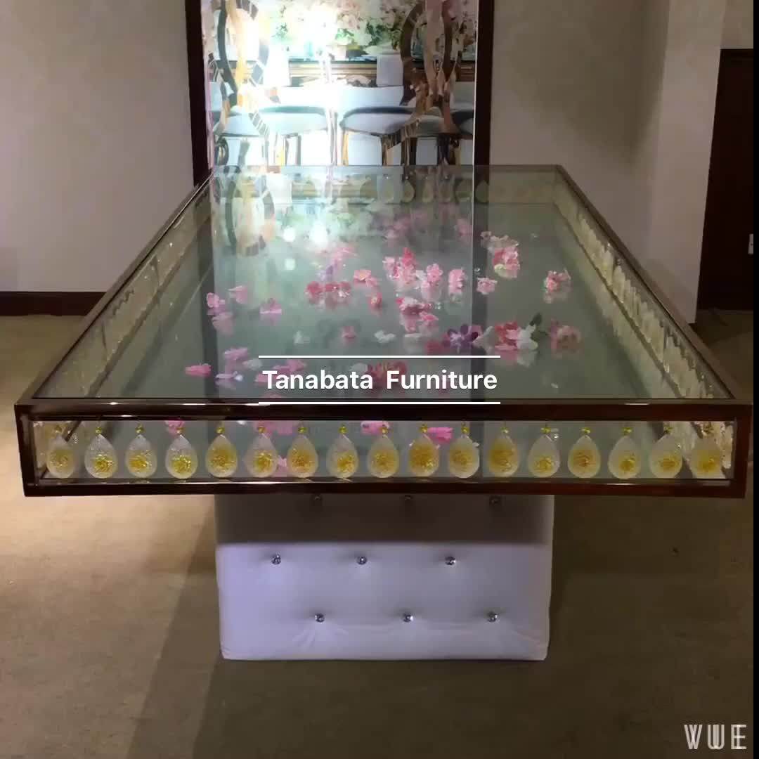 12 Seater Crystal Chandelier Wedding Glass Top Dining Table Buy Glass