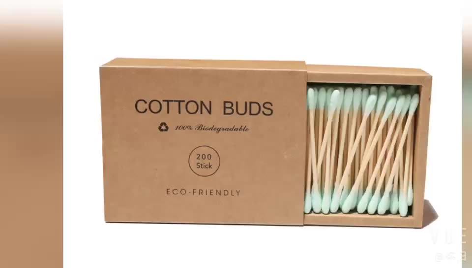 Eco Friendly Wooden Cotton Buds Recyclable Packaging Bamboo Cotton
