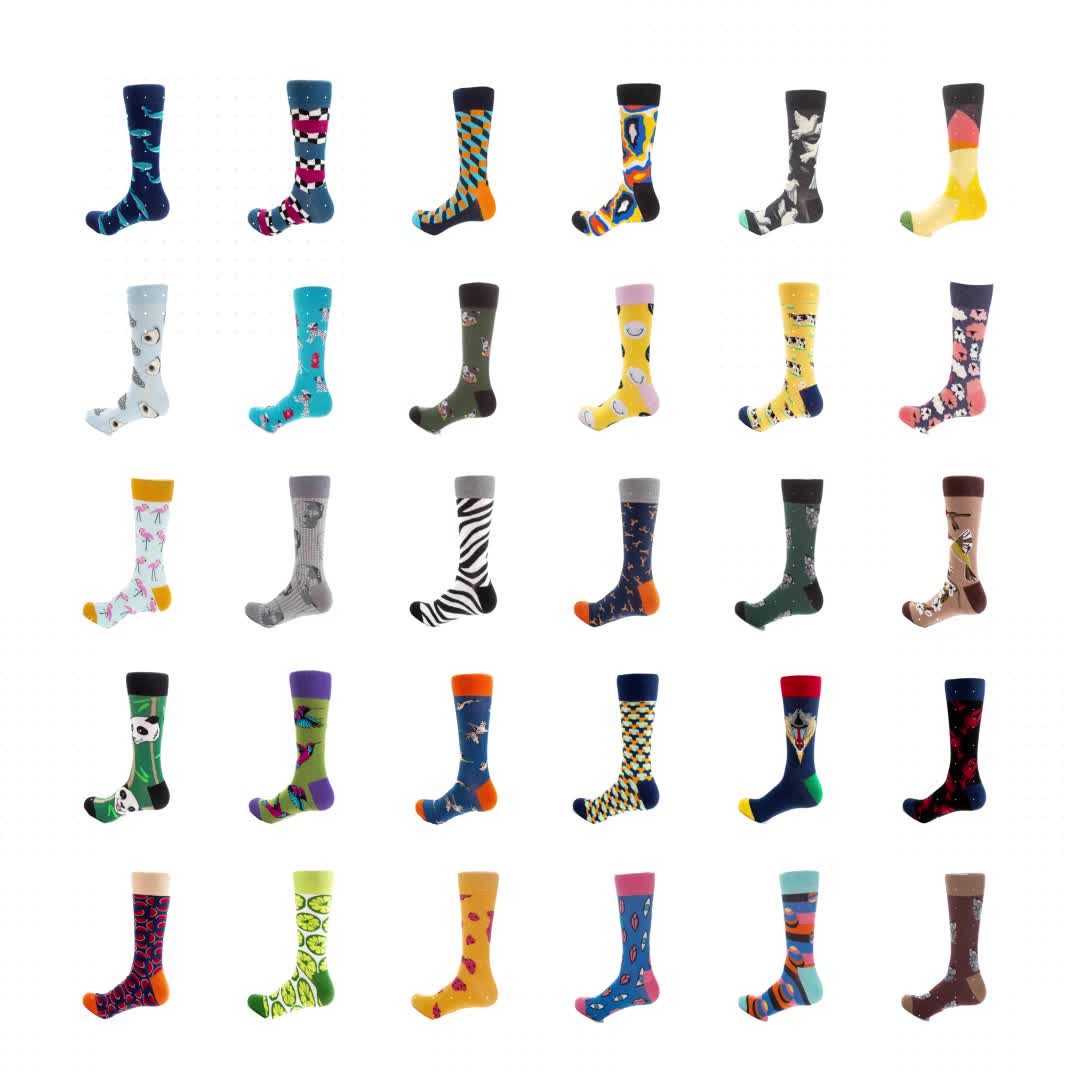 Happy Socks Stripes Dots Argyle Colorful Crew Socks,Men's Combed Cotton
