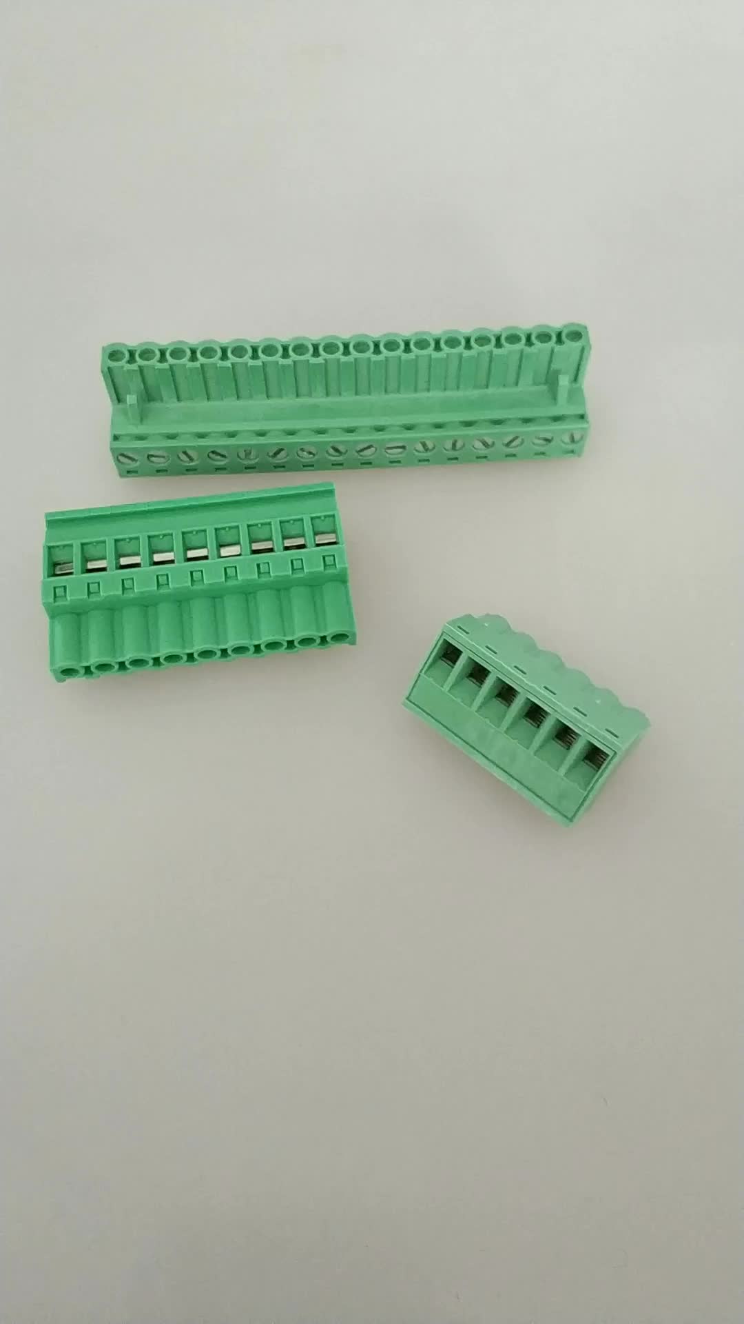 5.08mm Pitch 10 Pin Male Female Green Color Plug In Pcb Screwless
