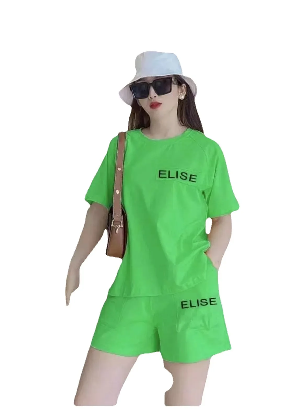 Cross-border fashion short-sleeve set for women  summer new letter print loose casual two-piece set foreign trade wholesale